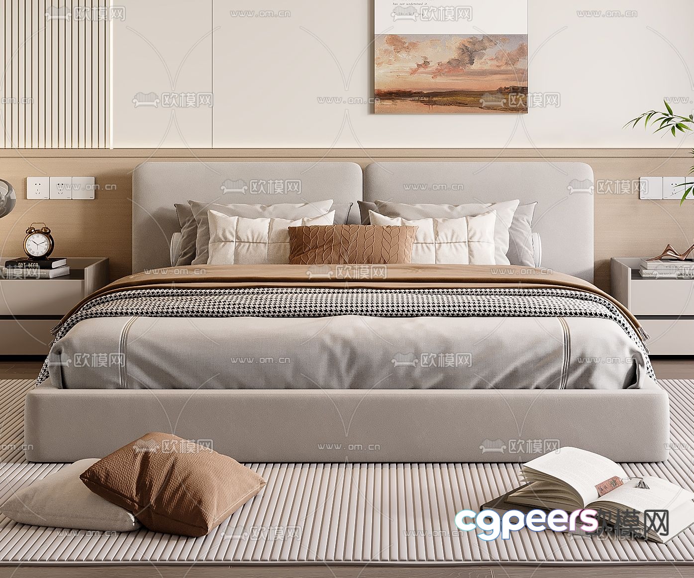 Modern double bed 3d model Modern double bed 3d model