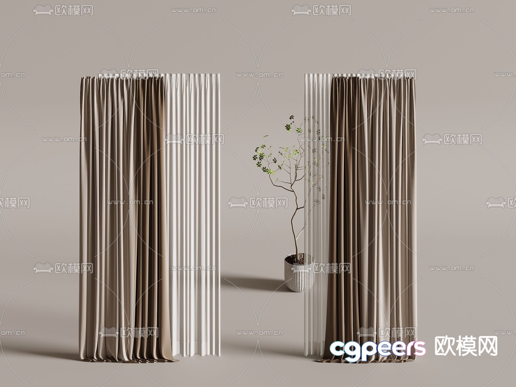 Plain curtains 3d model Plain curtains 3d model