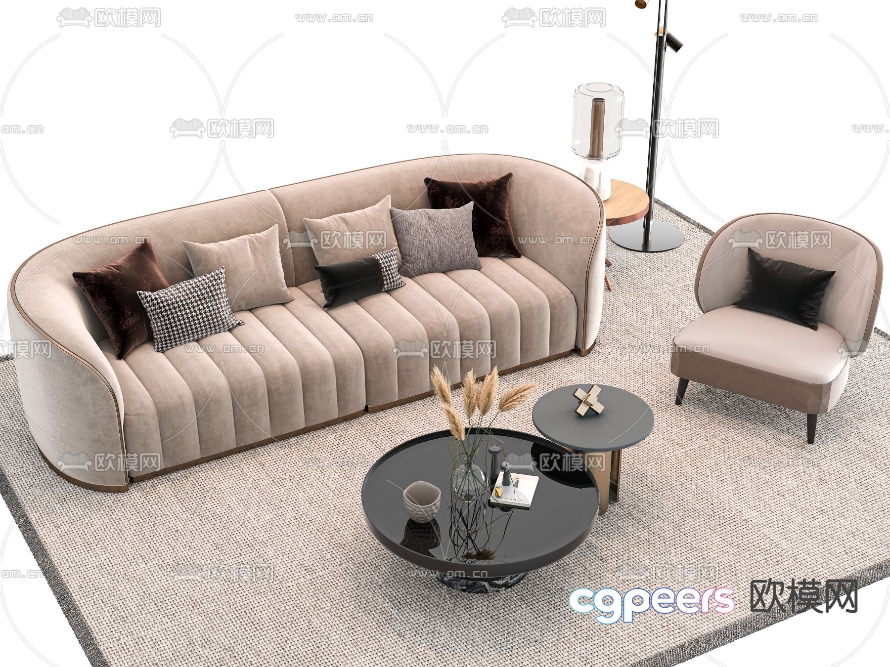 Fabric sofa combination 3d model Fabric sofa combination 3d model