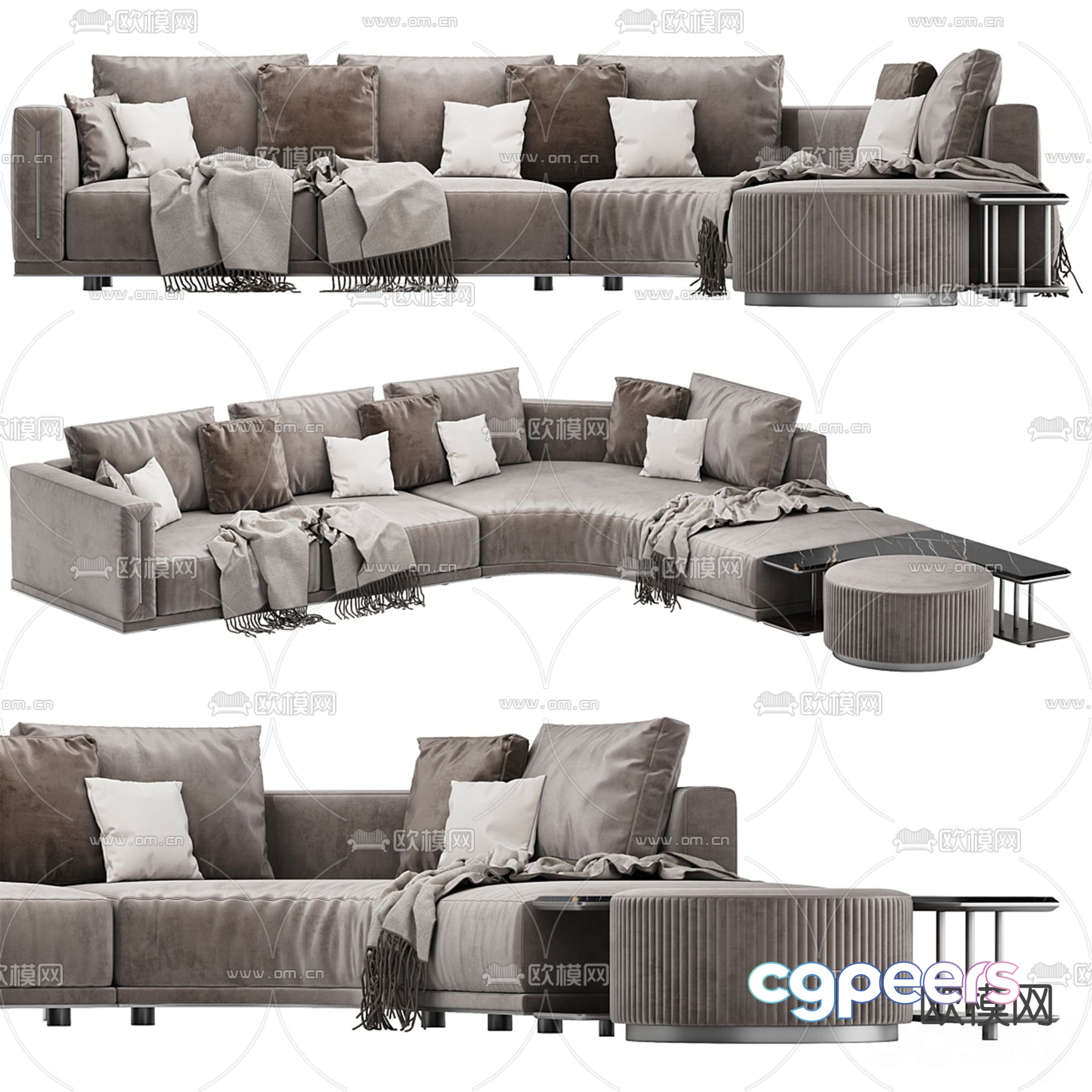 Longhi simple European sofa corner sofa 3d model Longhi simple European sofa corner sofa 3d model