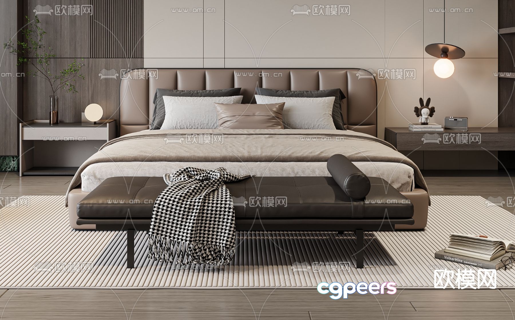 Modern double bed 3d model Modern double bed 3d model