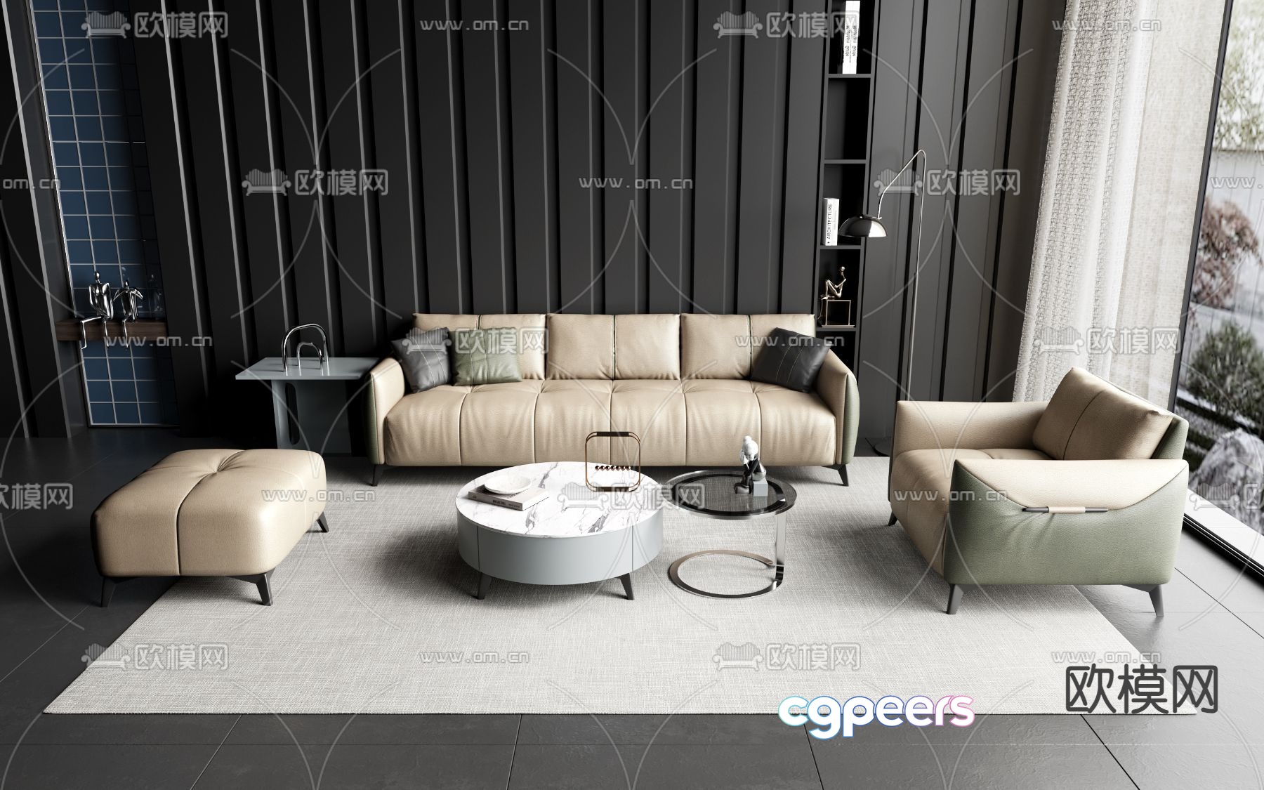 Leather modular sofa 3d model Leather modular sofa 3d model