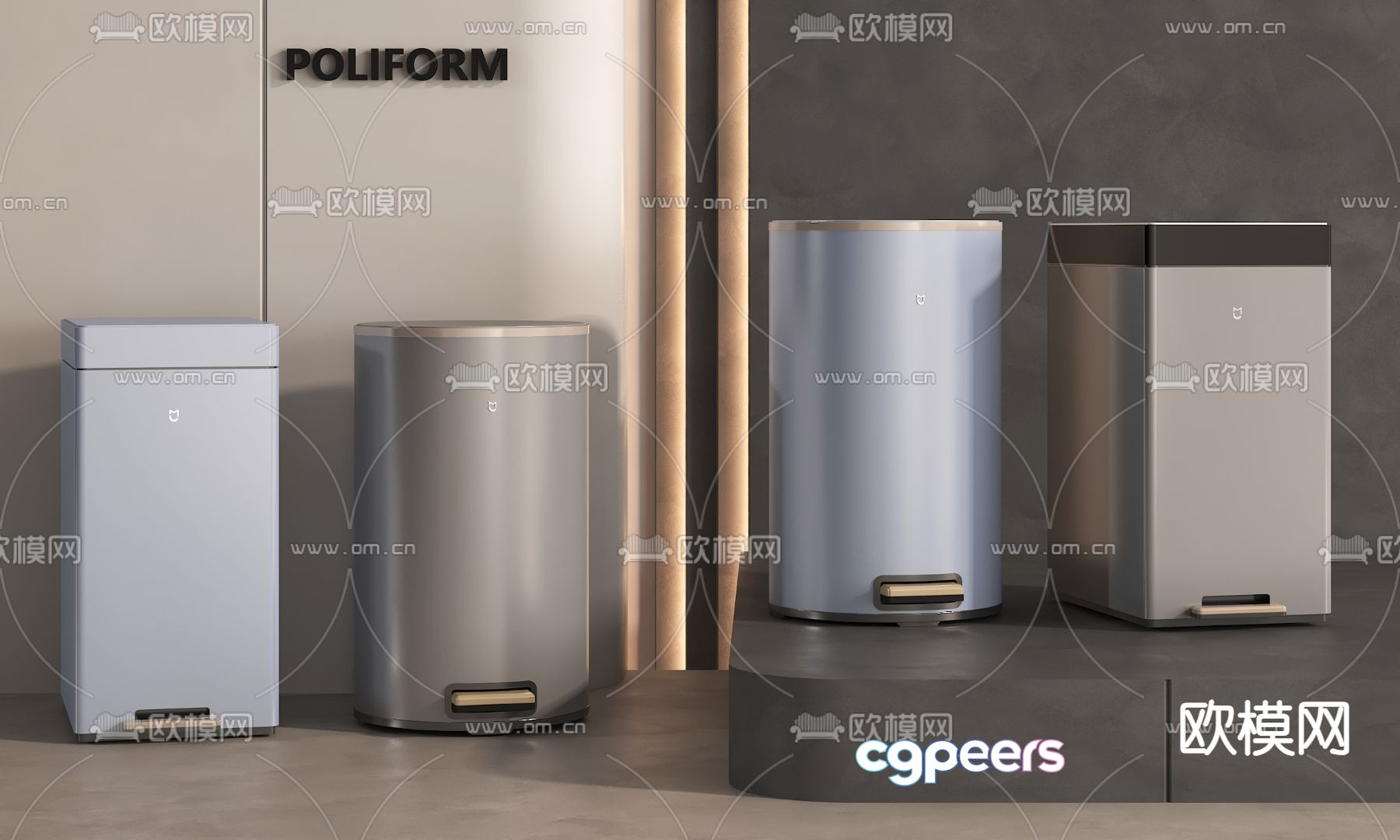Independent trash can public trash can 3d model