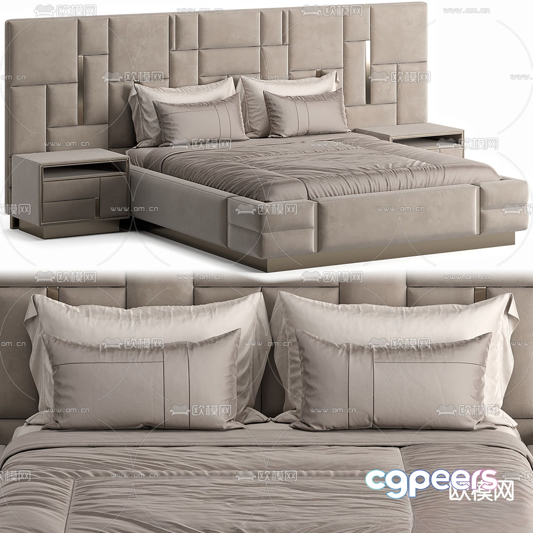 Modern double bed 3d model Modern double bed 3d model