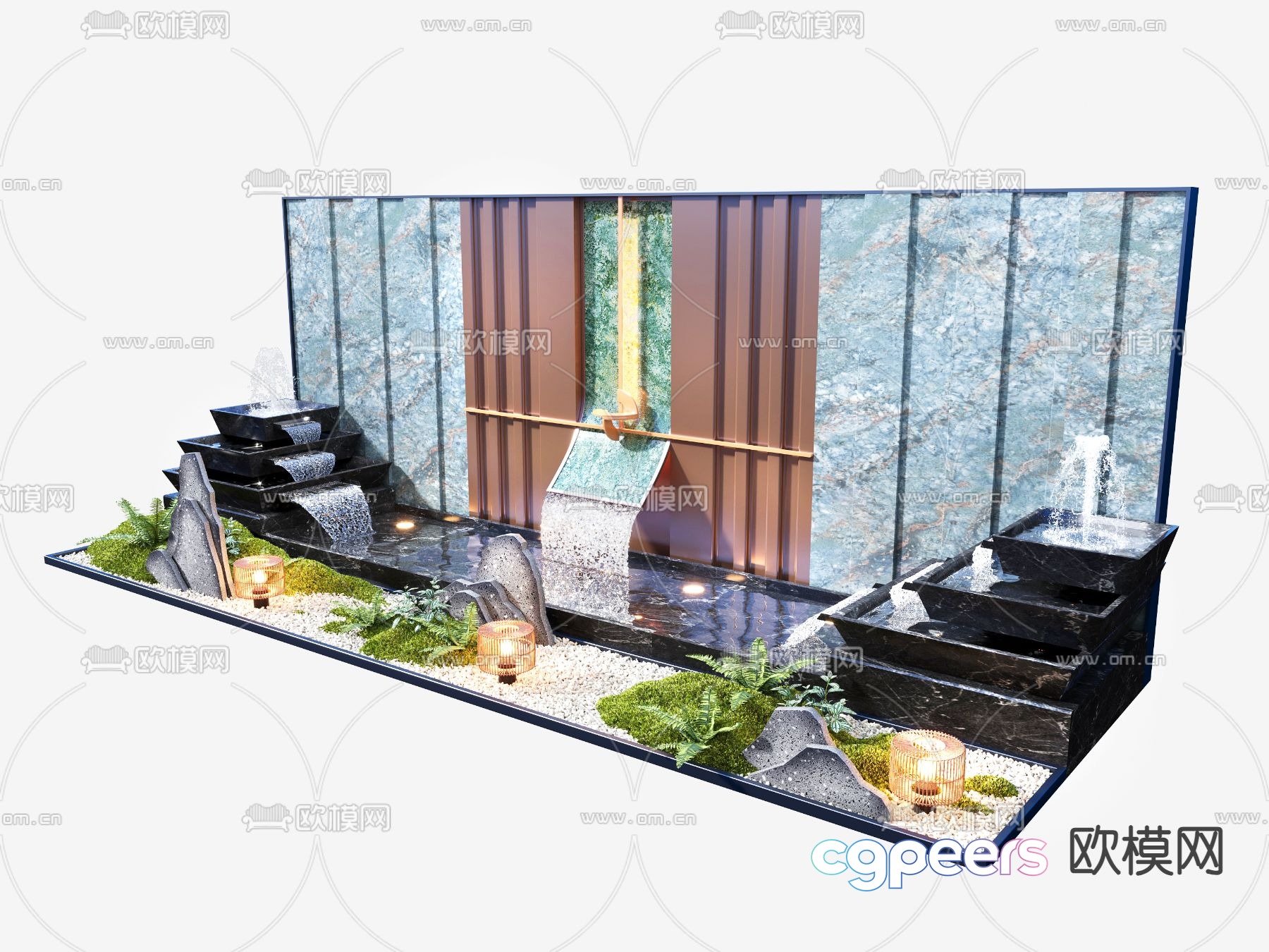 Modern water feature wall feature wall with water water feature fountain 3D model Modern water feature wall feature wall with water water feature fountain 3D model