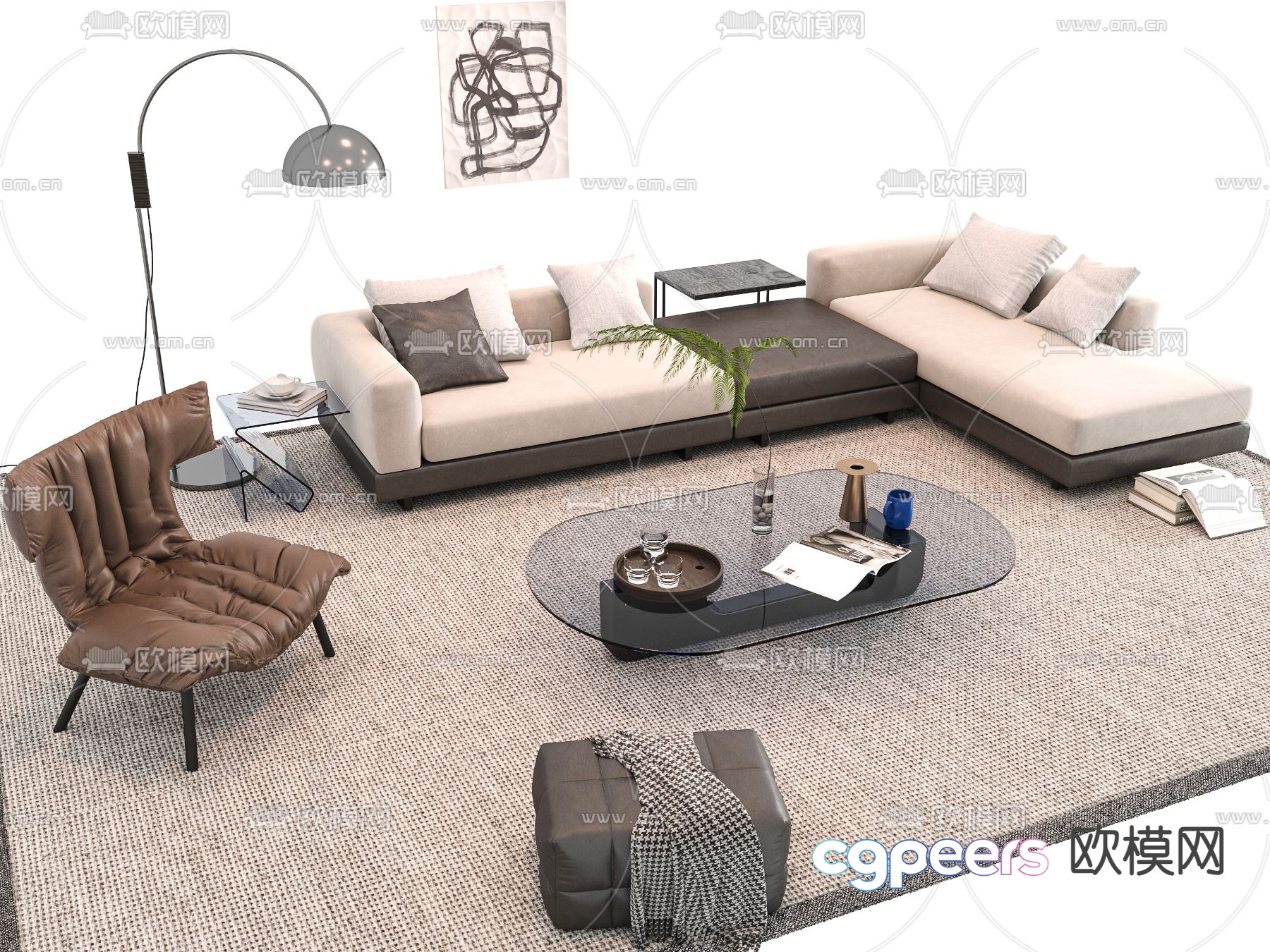 Corner sofa modular sofa 3d model Corner sofa modular sofa 3d model