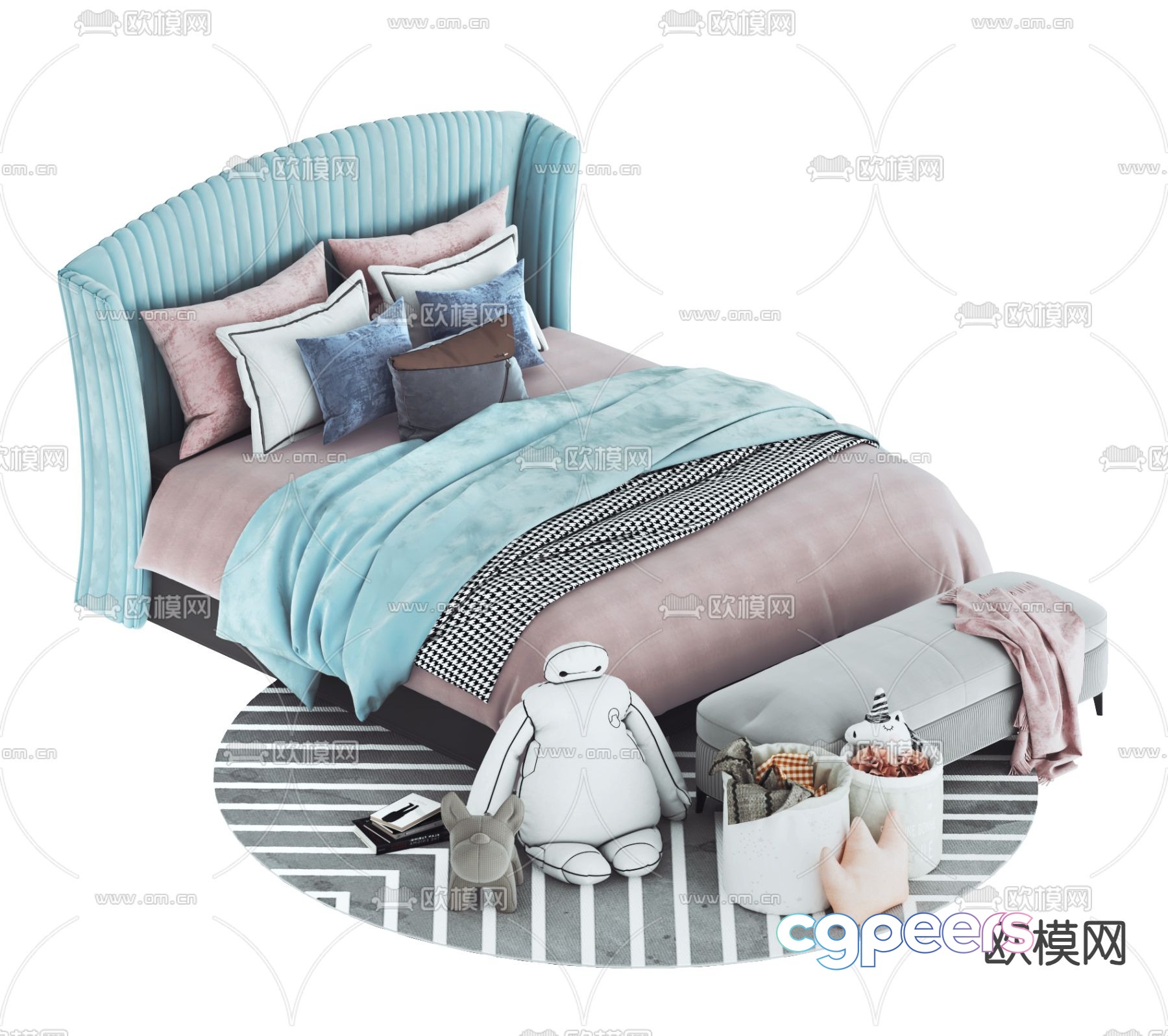 Modern children’s bed single bed 3d model Modern children’s bed single bed 3d model