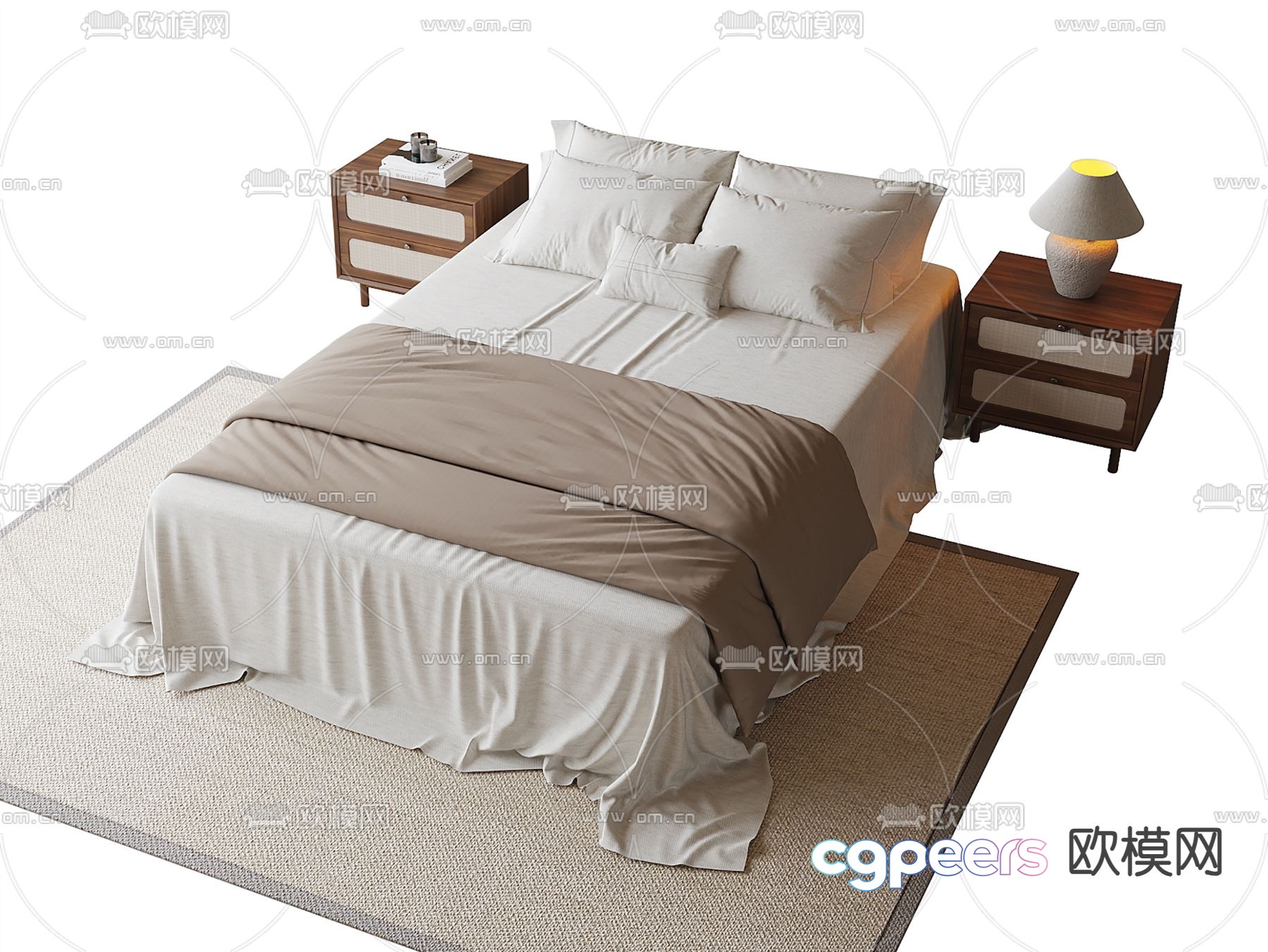 Modern double bed 3d model Modern double bed 3d model