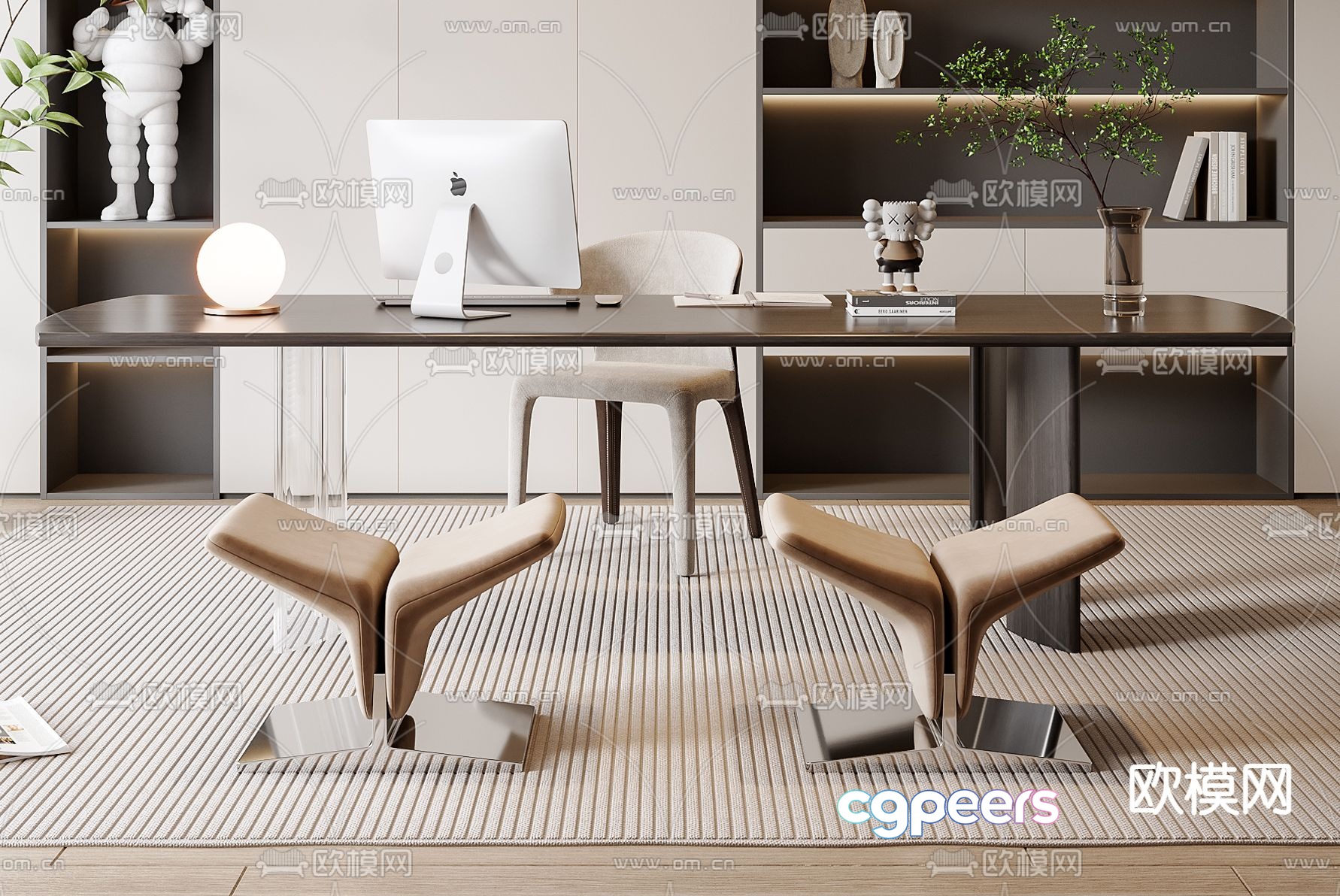 Modern desk computer desk learning desk 3d model Modern desk computer desk learning desk 3d model