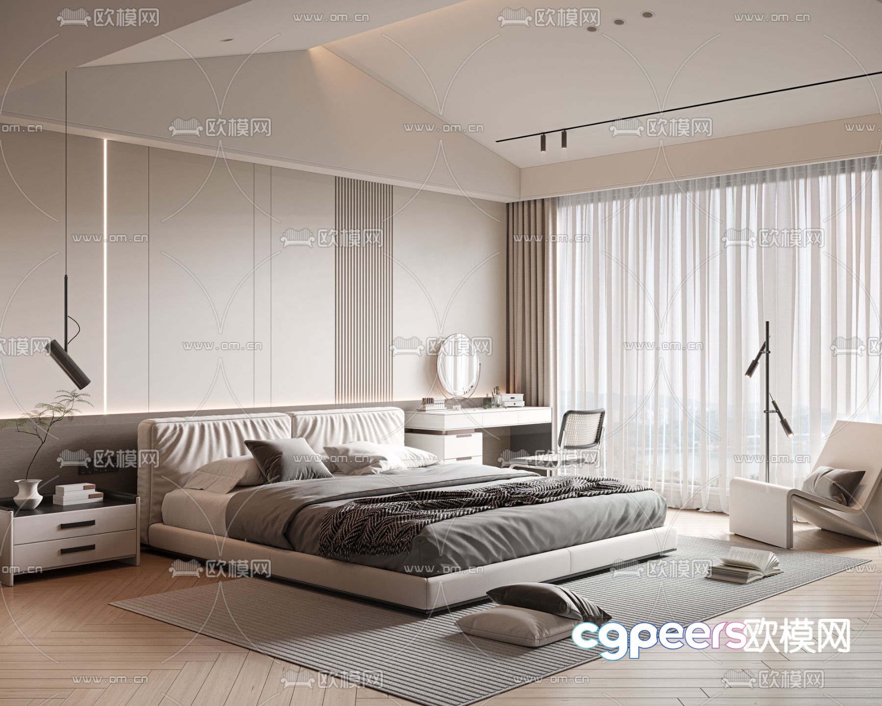 Modern double bed 3d model Modern double bed 3d model