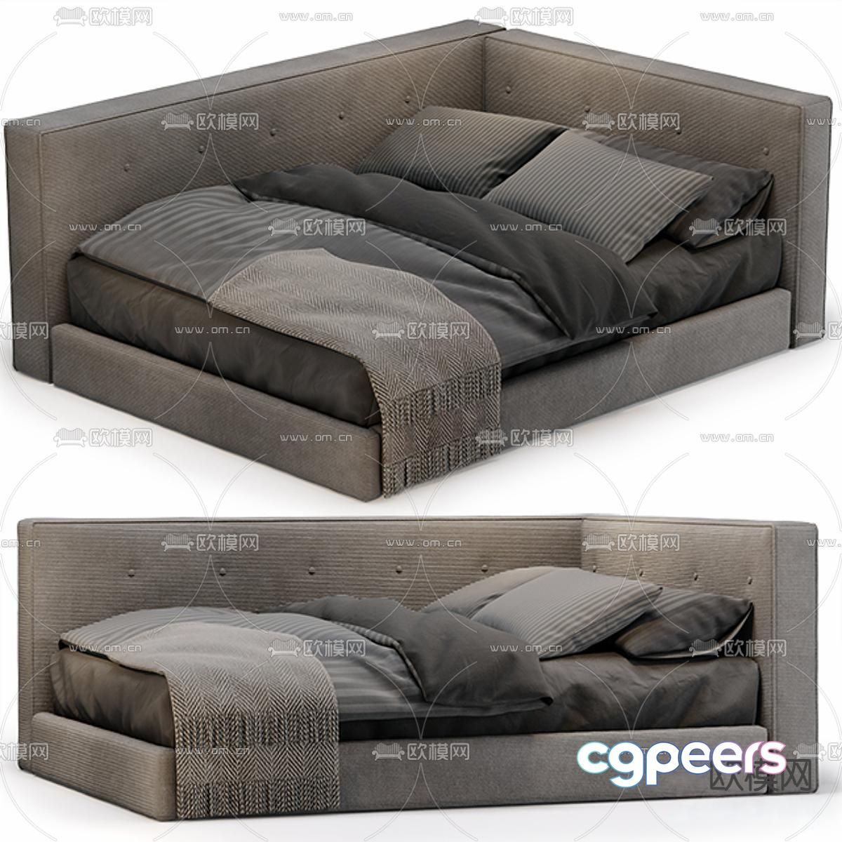 Lounge Platform Corner Bed double bed 3d model Lounge Platform Corner Bed double bed 3d model