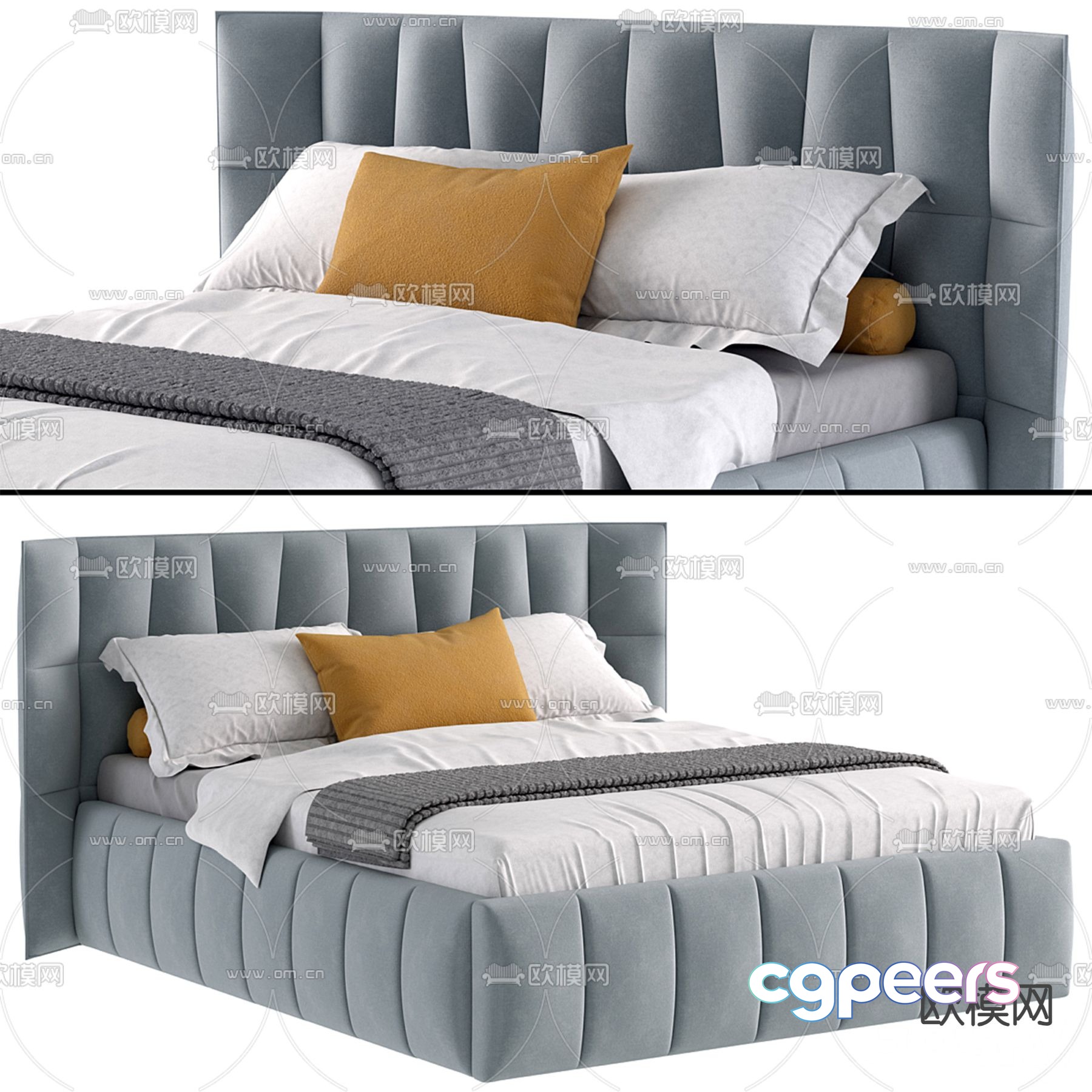 Modern double bed 3d model Modern double bed 3d model
