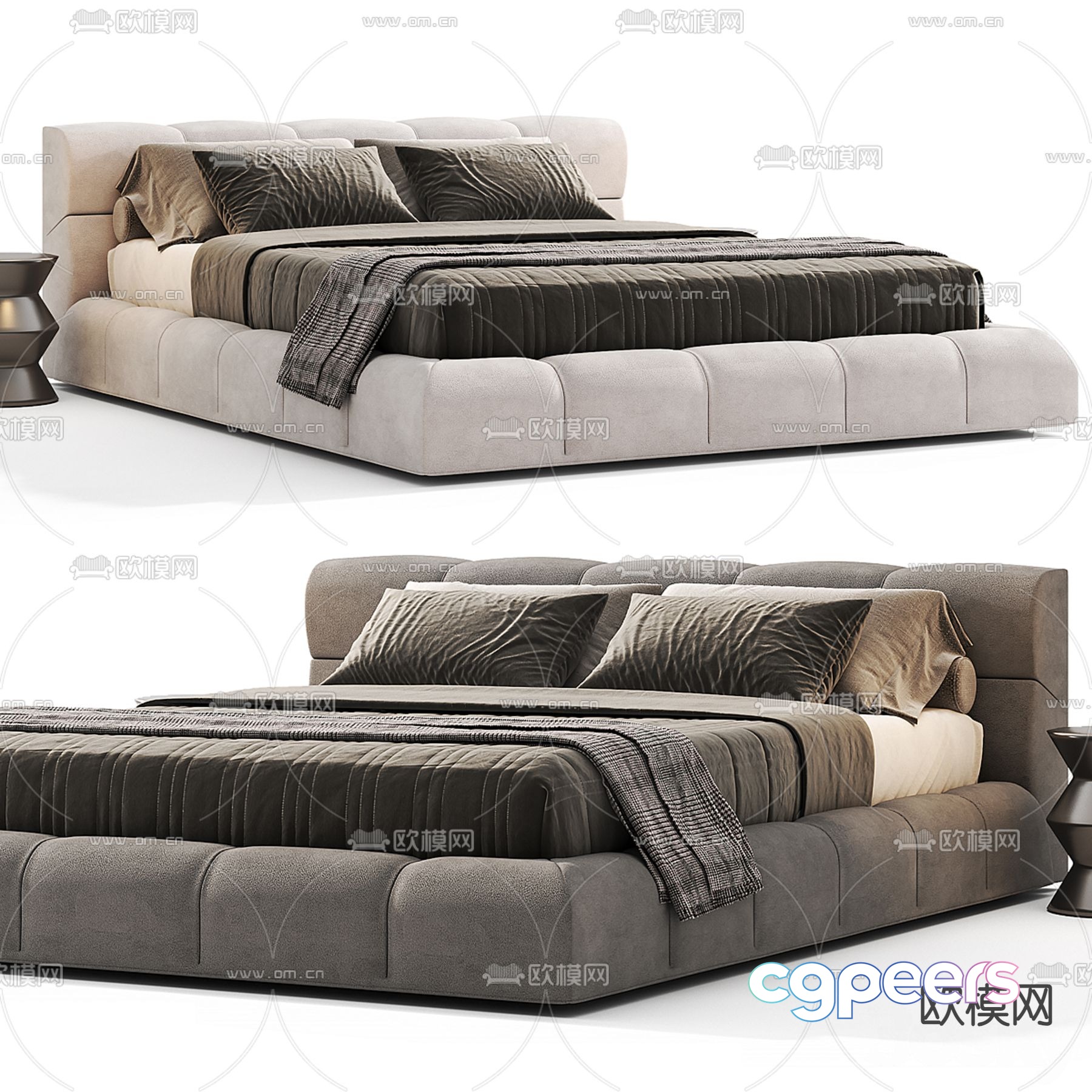 B&B Italia fabric double bed 3d model B&B Italia fabric double bed 3d model