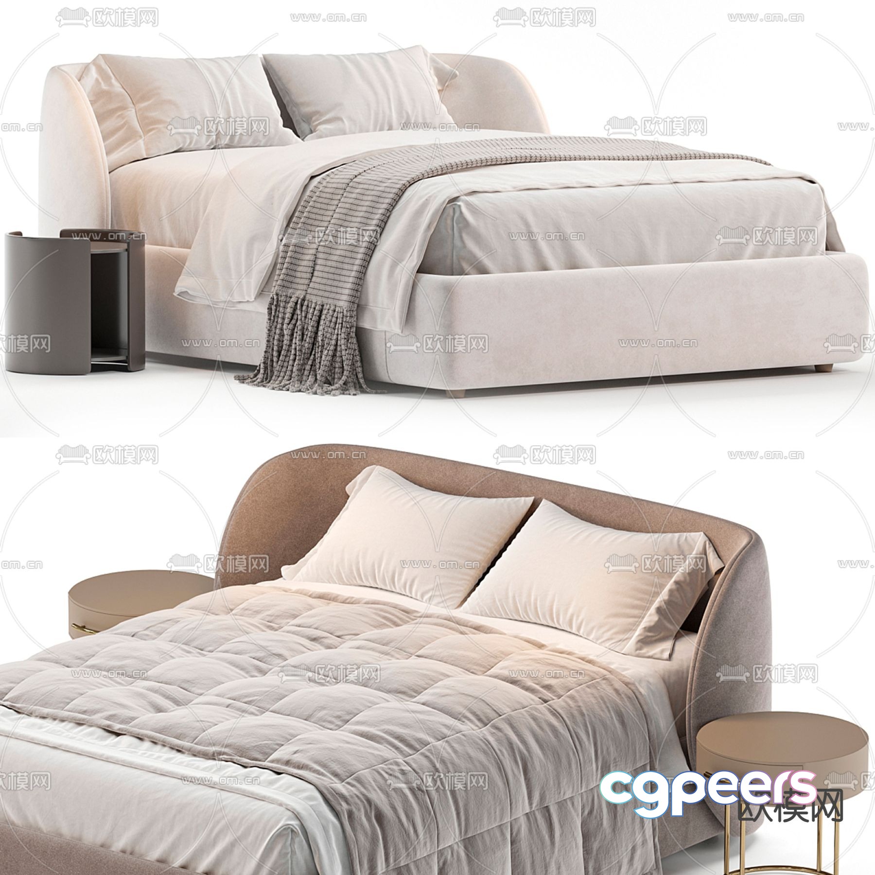 Divan fabric double bed 3d model Divan fabric double bed 3d model