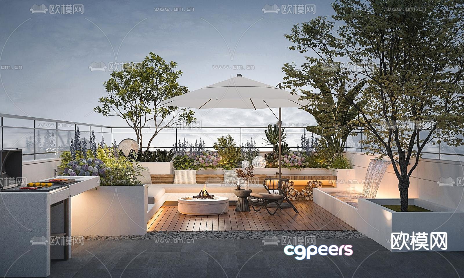 Roof Garden Courtyard Landscape 3d model Roof Garden Courtyard Landscape 3d model
