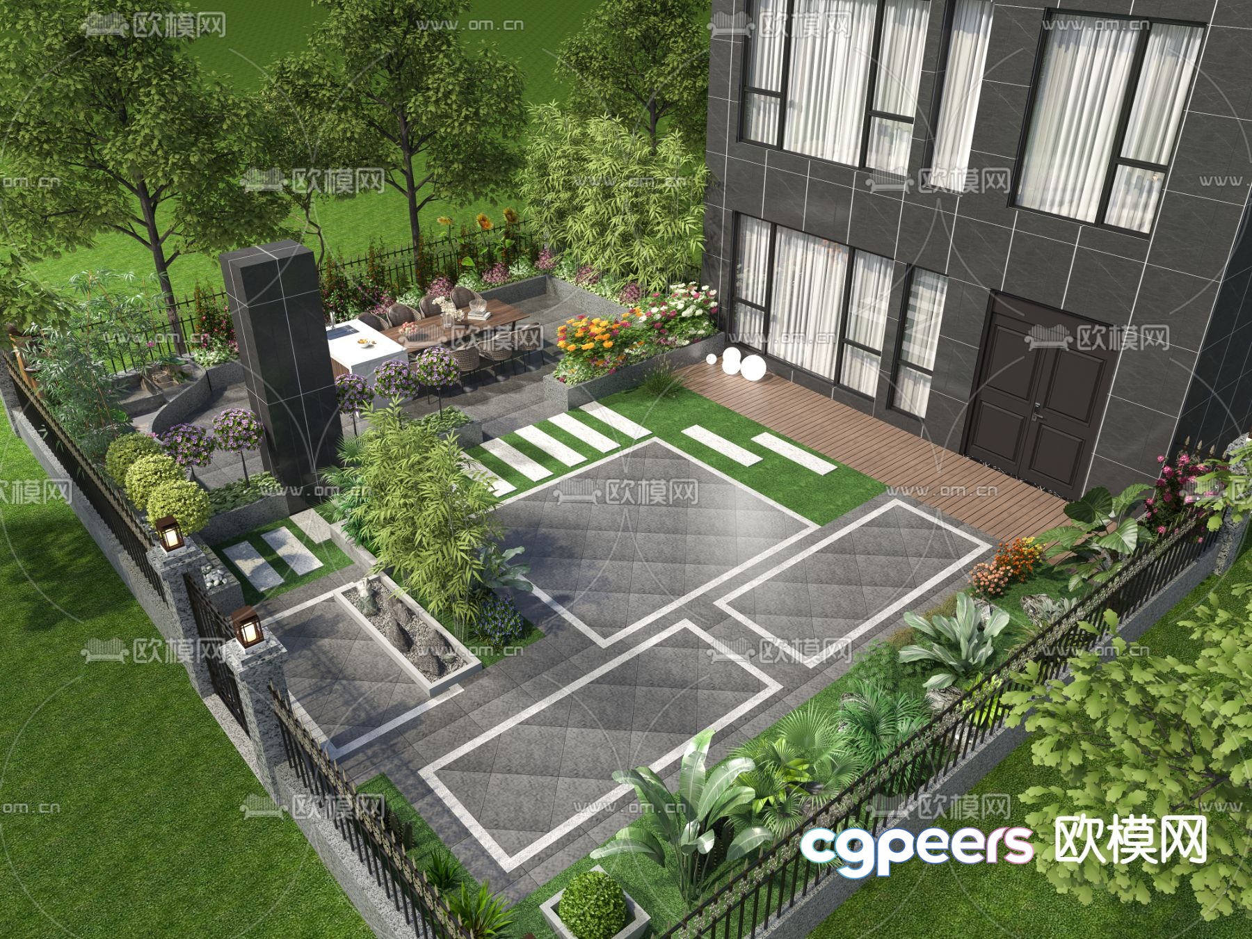 Courtyard landscape 3d model Courtyard landscape 3d model