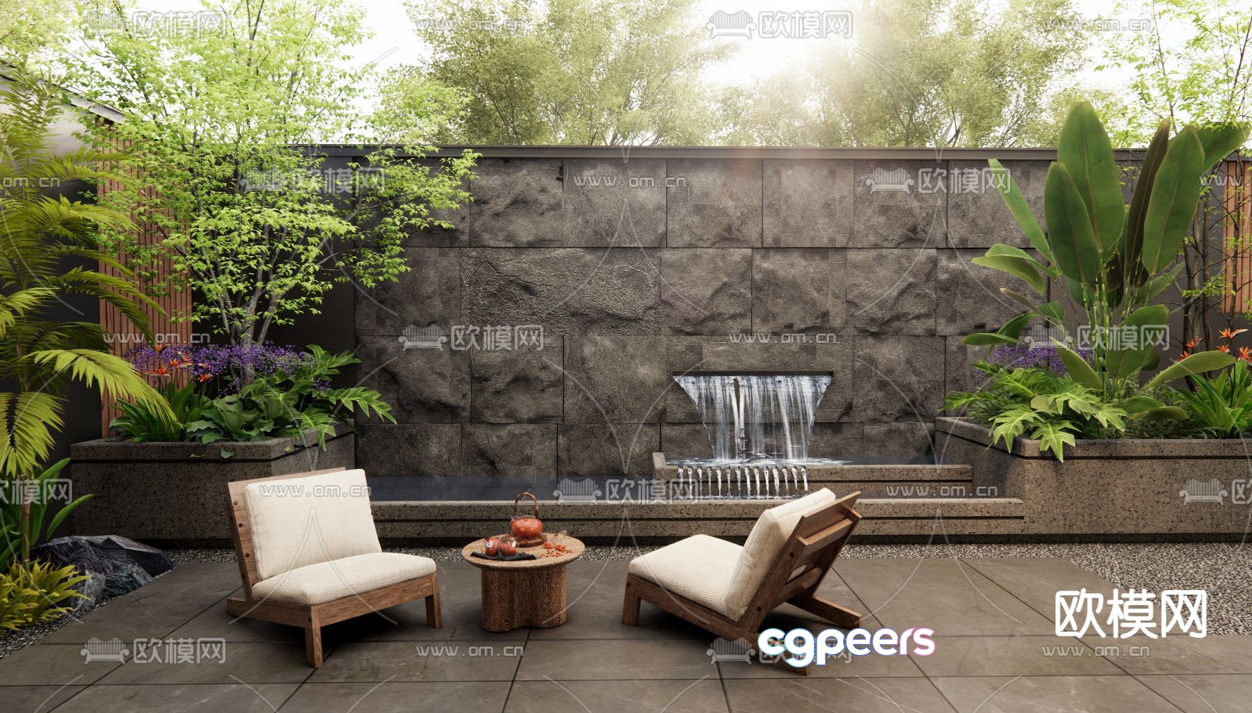 Courtyard water feature wall rockery water feature 3D model Courtyard water feature wall rockery water feature 3D model