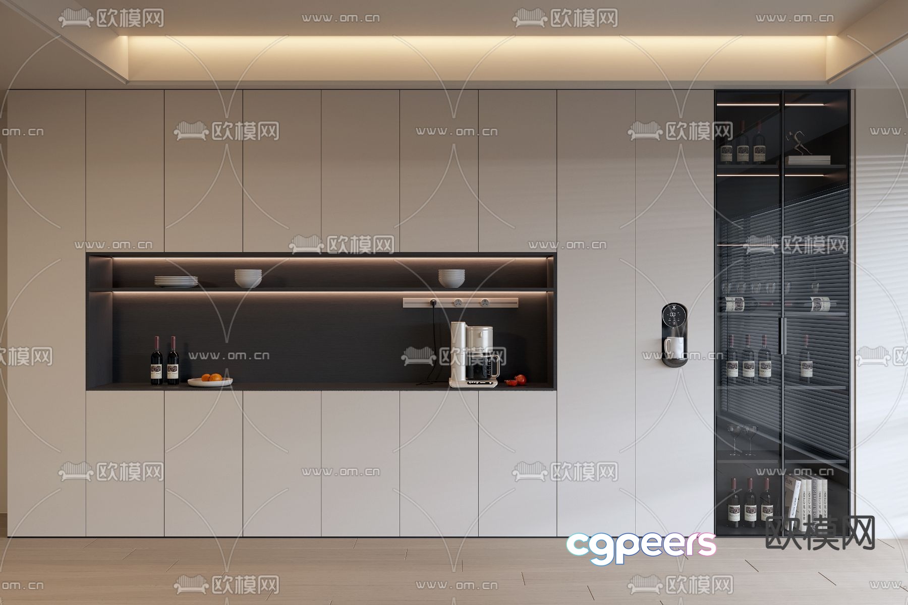 Wine cabinet sideboard 3d model Wine cabinet sideboard 3d model