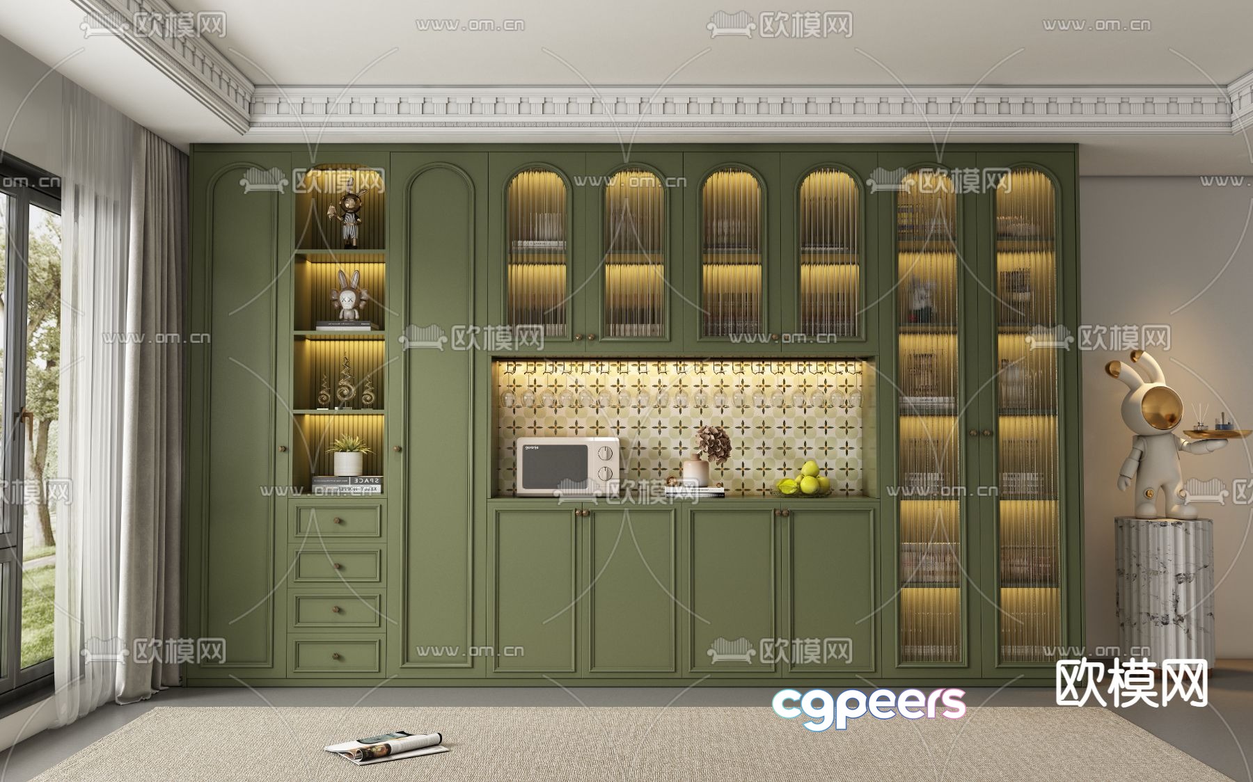 French wine cabinet sideboard 3D model French wine cabinet sideboard 3D model