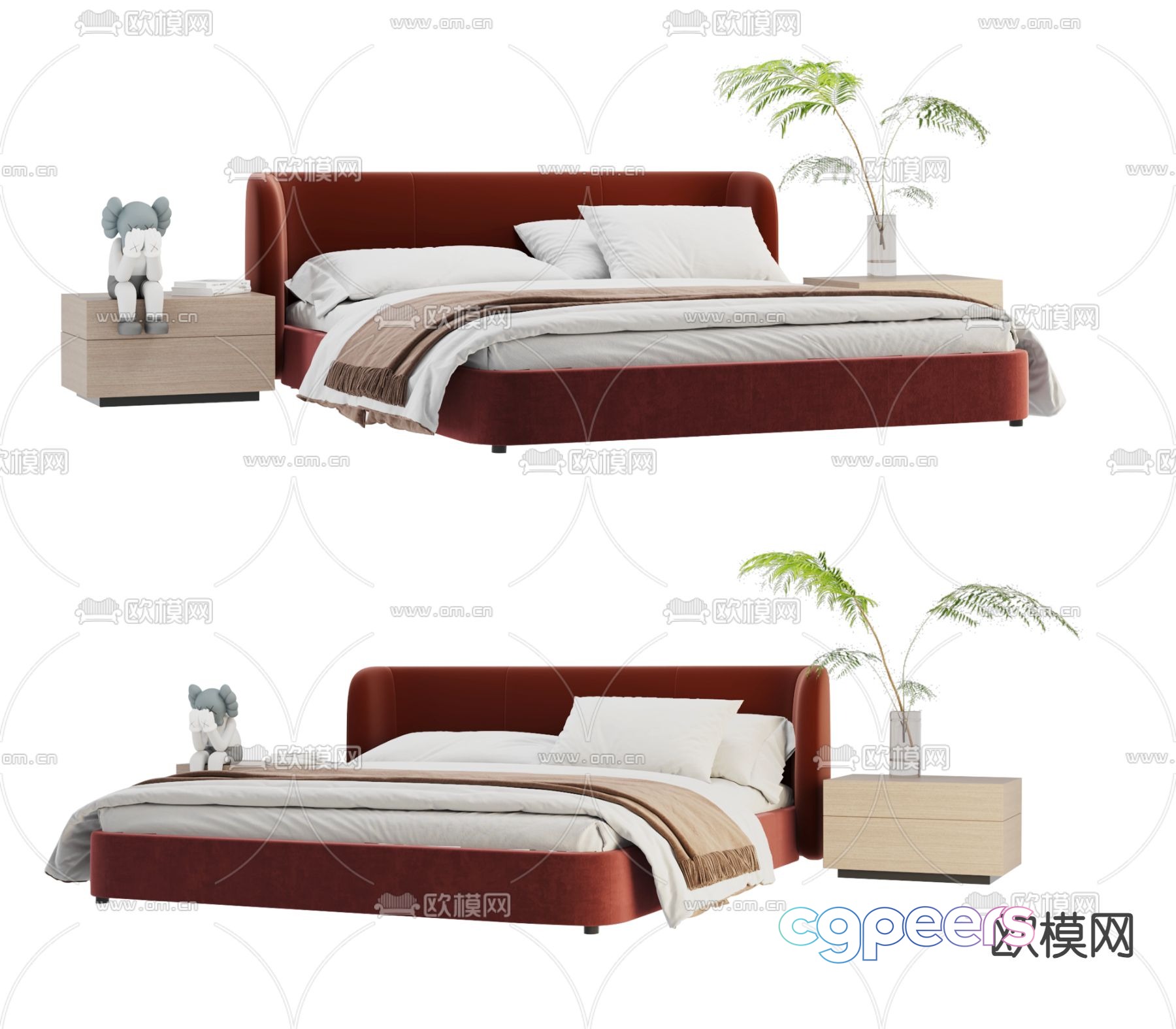 Modern soft bed double bed 3d model Modern soft bed double bed 3d model