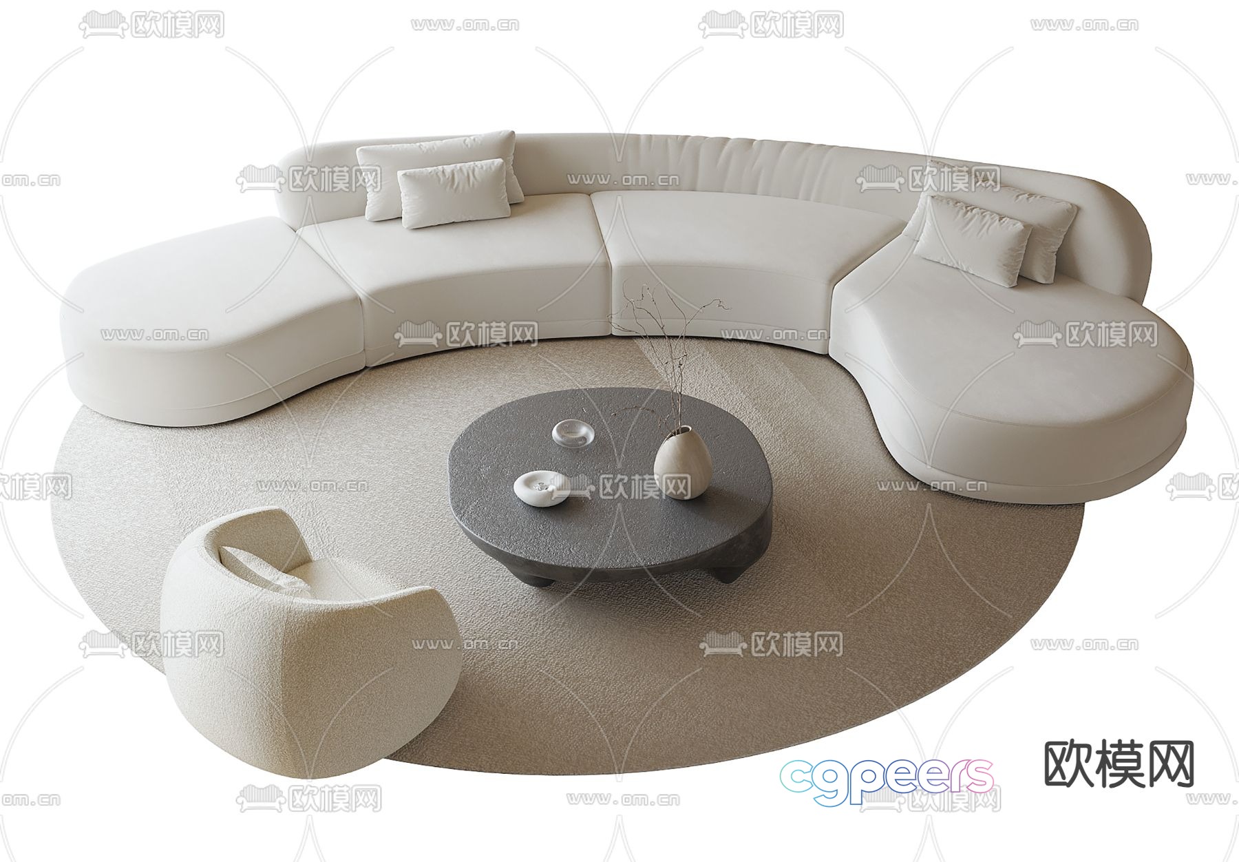Curved sofa modular sofa 3d model Curved sofa modular sofa 3d model