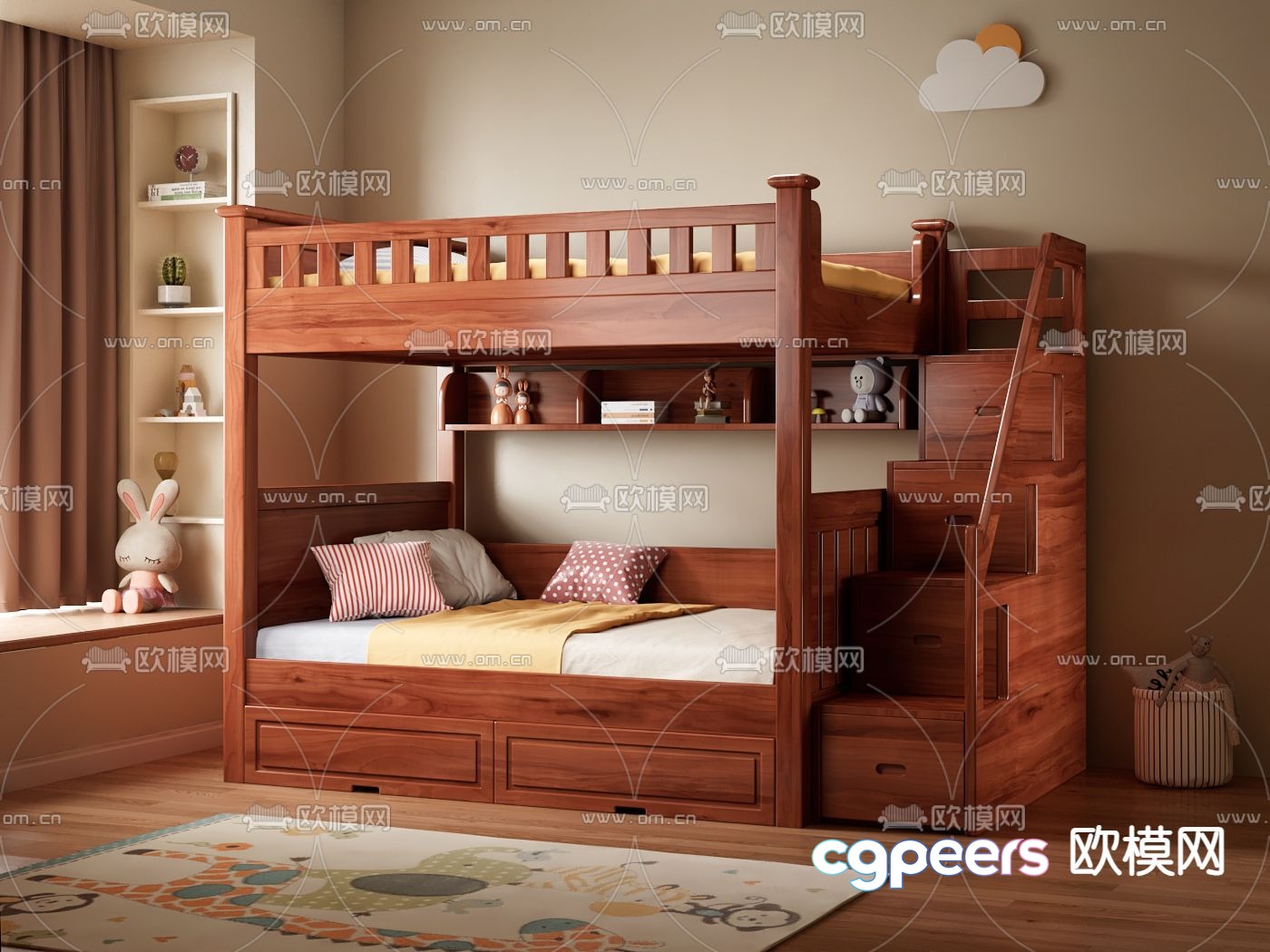 Medieval style bunk bed 3d model Medieval style bunk bed 3d model