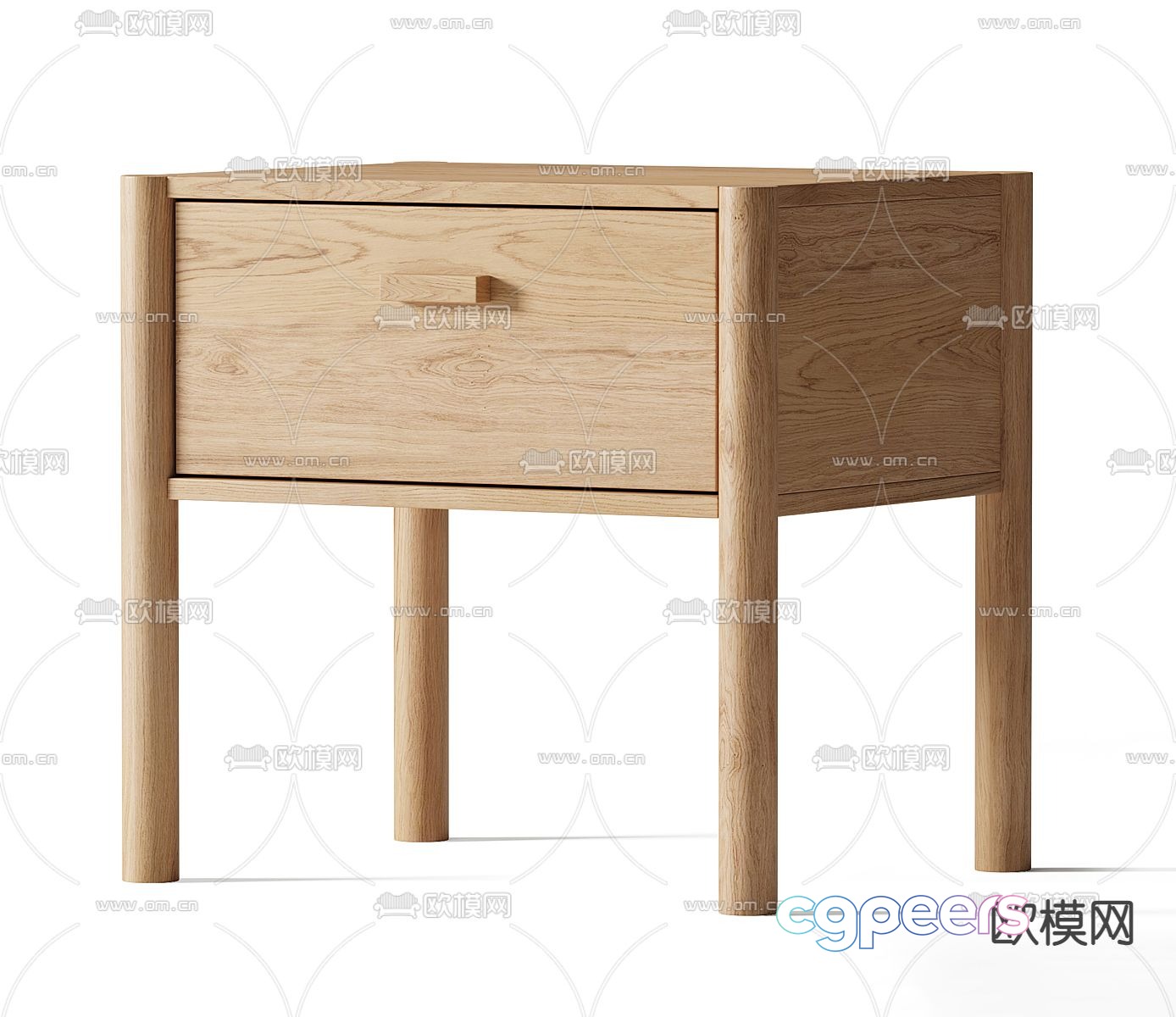 Axel oak bedside table 3d model Axel oak bedside table 3d model