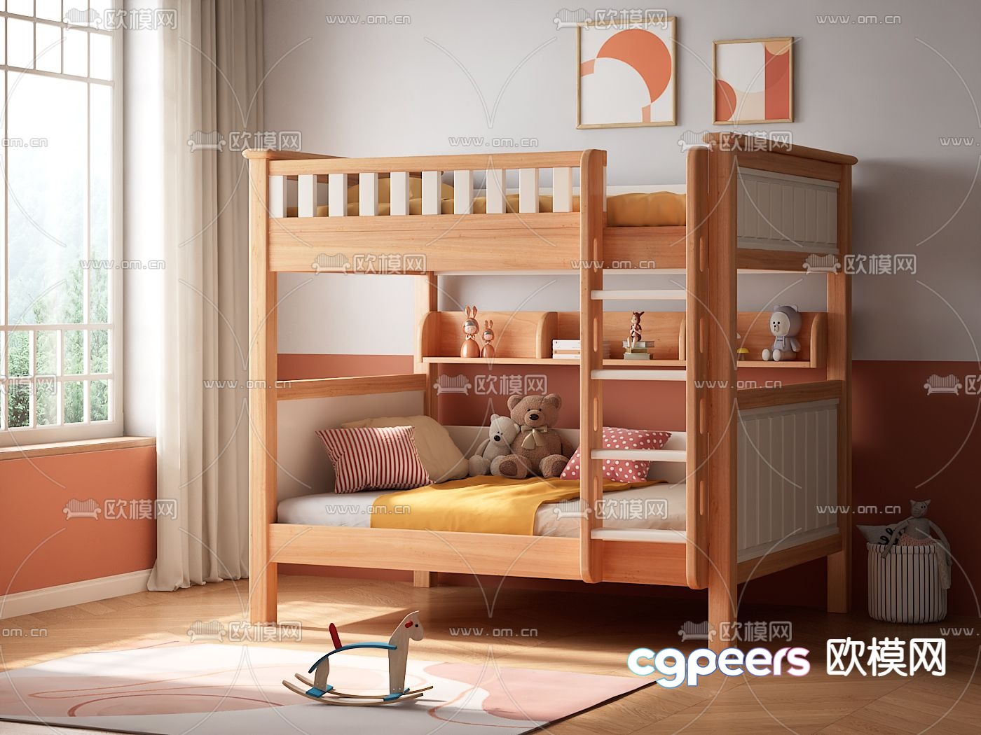 Nordic bunk bed bunk bed 3d model Nordic bunk bed bunk bed 3d model