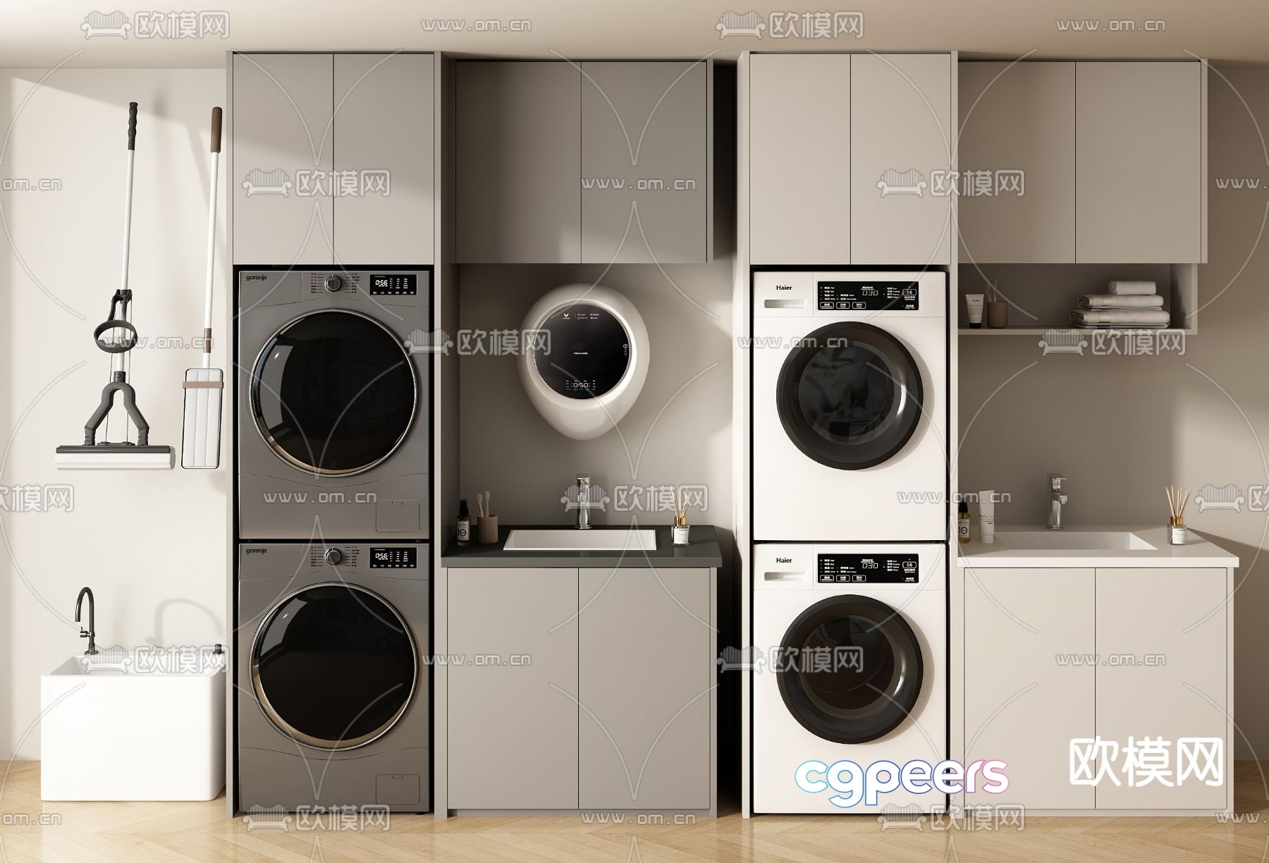 Modern balcony cabinet washing machine cabinet 3d model Modern balcony cabinet washing machine cabinet 3d model