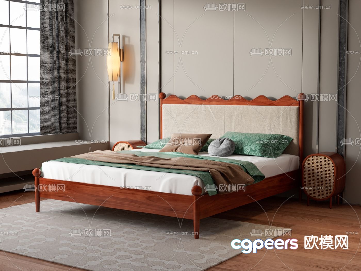 Wabi-sabi double bed 3d model Wabi-sabi double bed 3d model