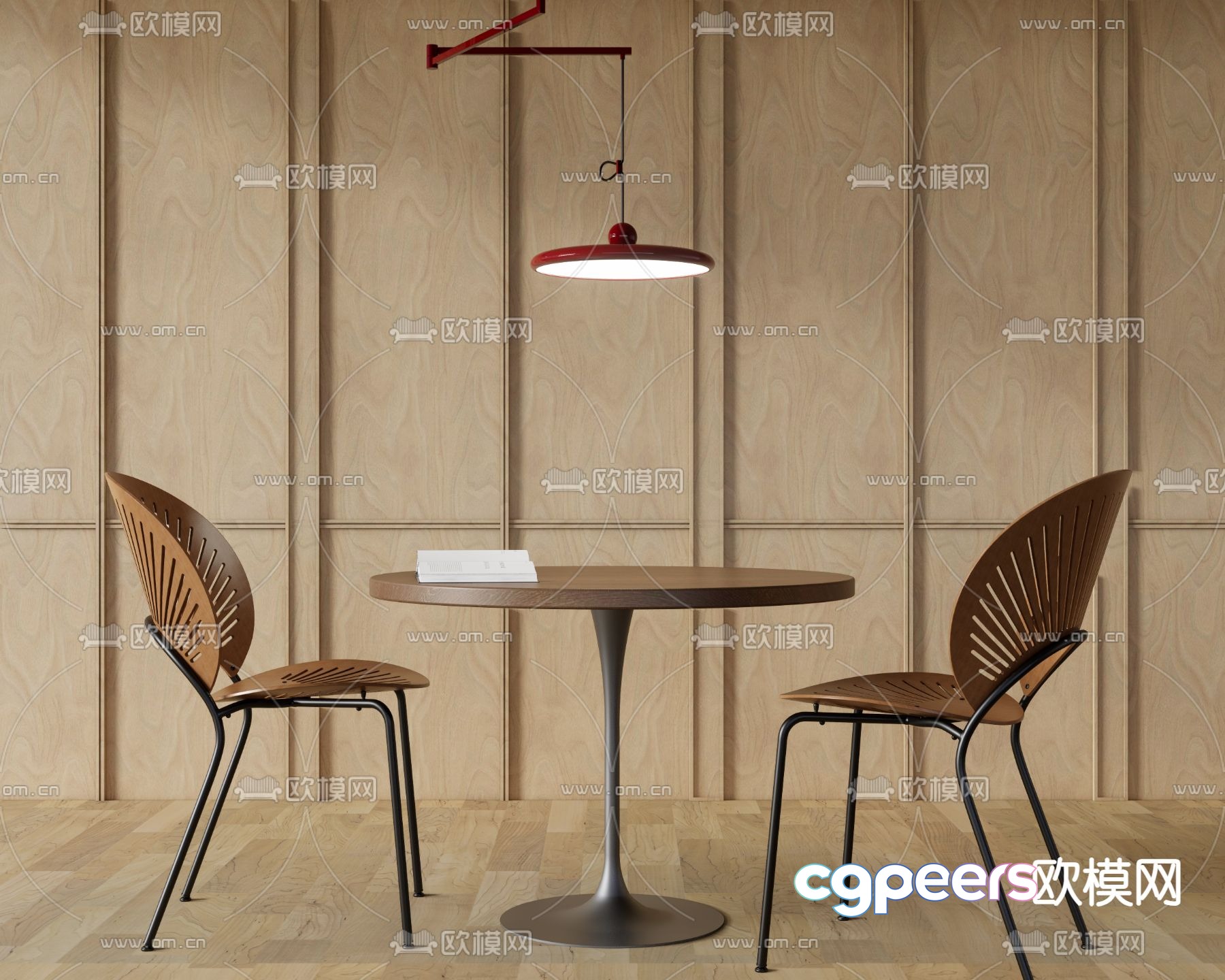 Wooden round table casual table and chair 3d model Wooden round table casual table and chair 3d model