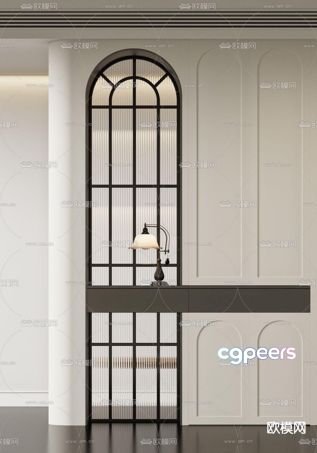 French glass entrance partition 3D model French glass entrance partition 3D model