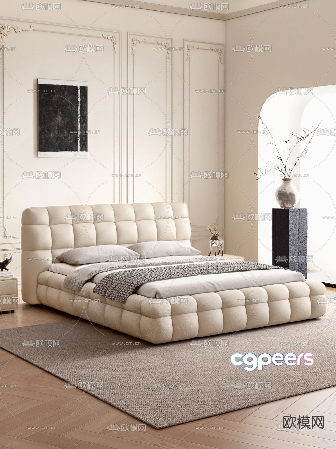 Italian double bed marshmallow bed 3d model Italian double bed marshmallow bed 3d model