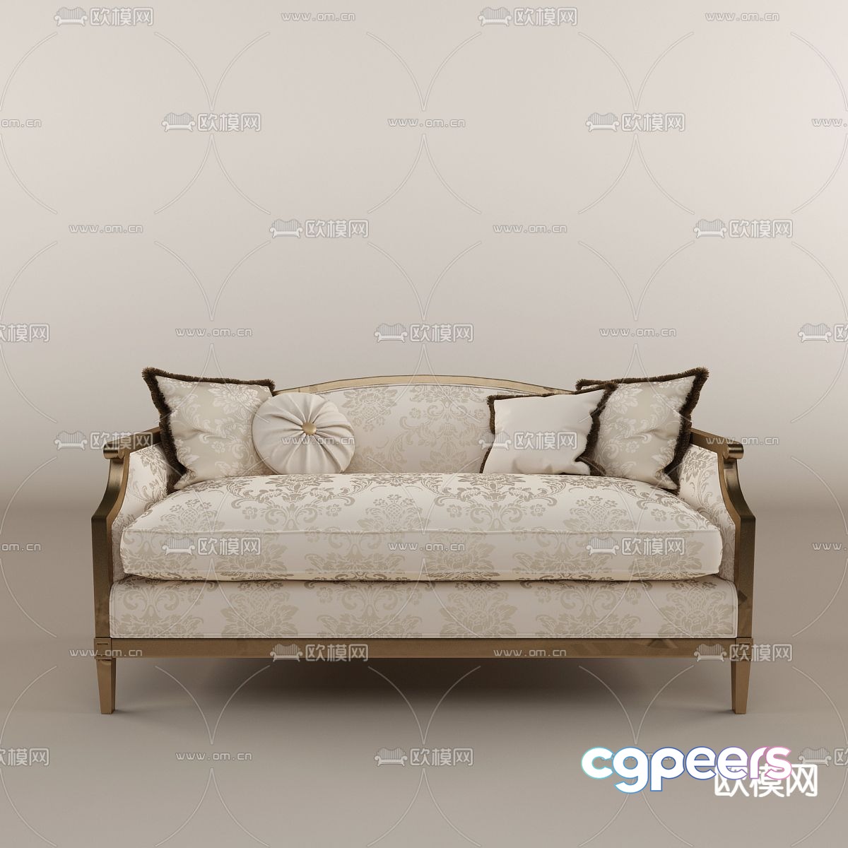 Simple European double sofa classical sofa 3d model Simple European double sofa classical sofa 3d model