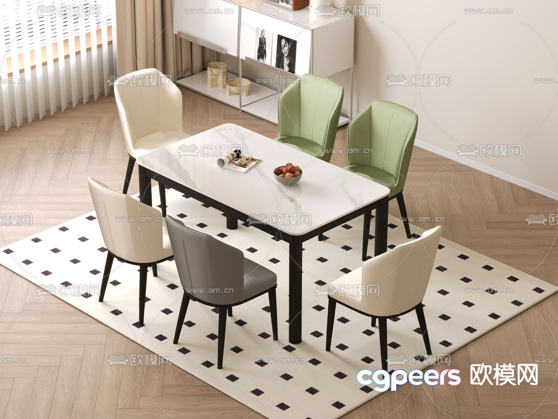 Bar dining table and chairs 3d model Bar dining table and chairs 3d model