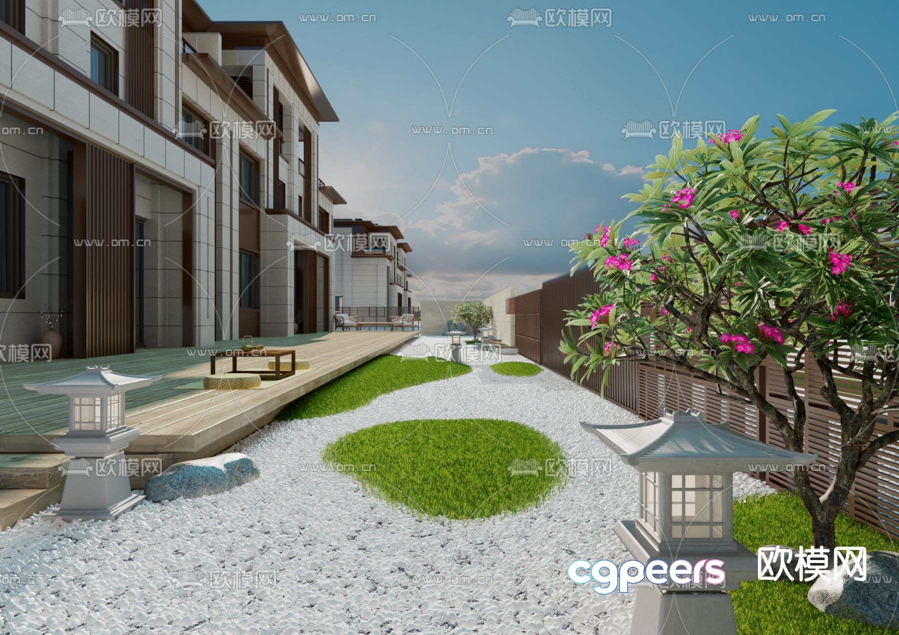 Villa courtyard garden 3d model Villa courtyard garden 3d model