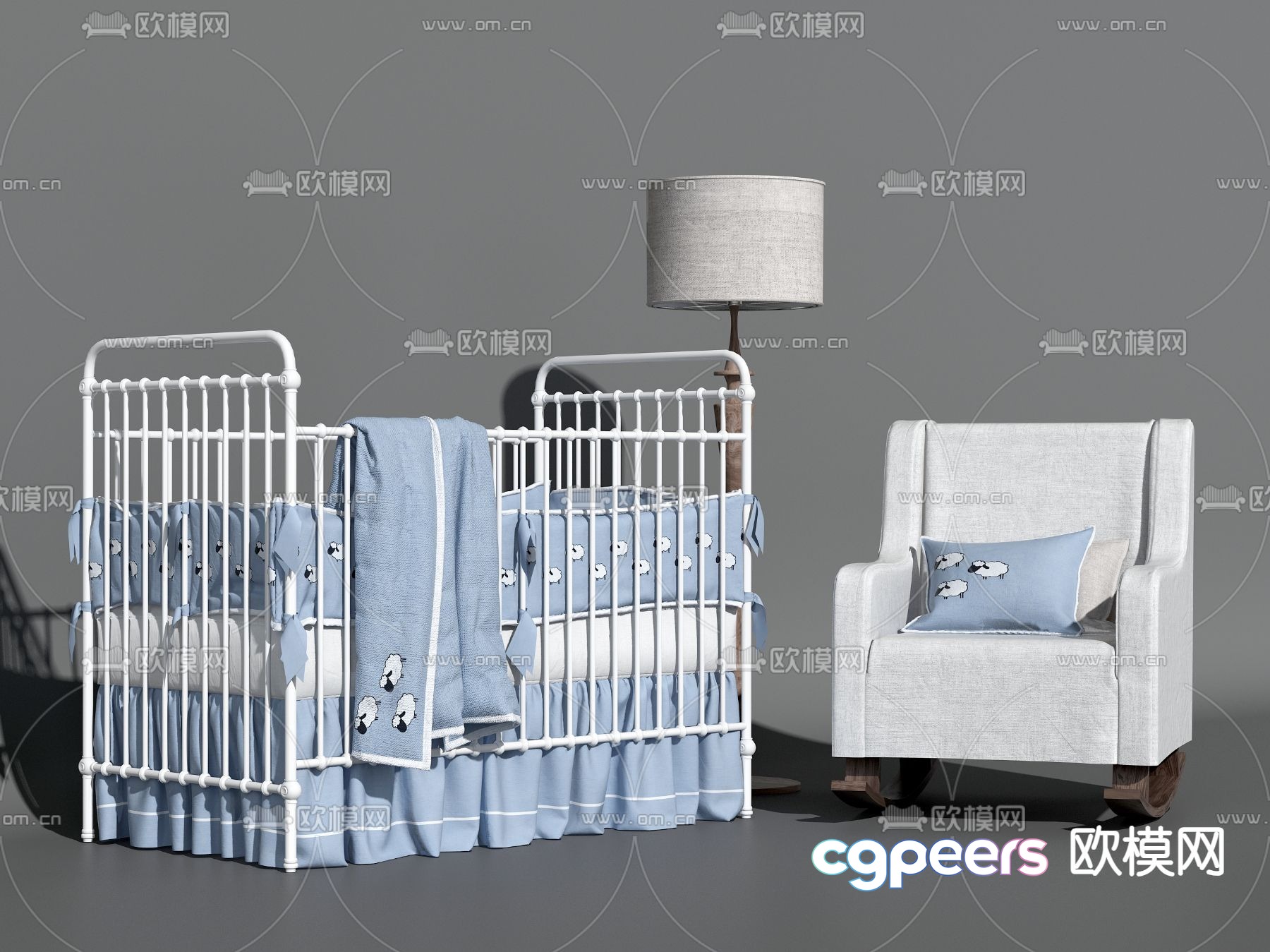 Modern crib 3d model Modern crib 3d model