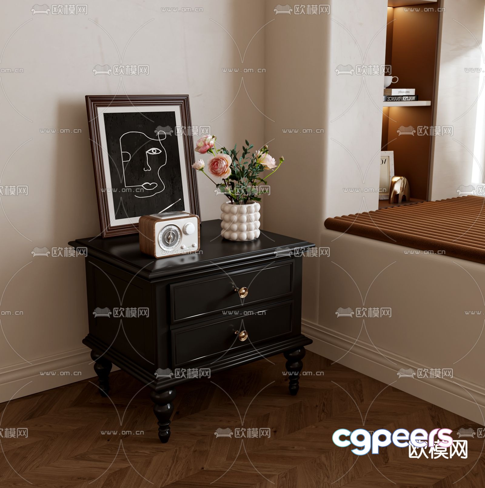 Medieval style bedside table 3d model Medieval style bedside table 3d model