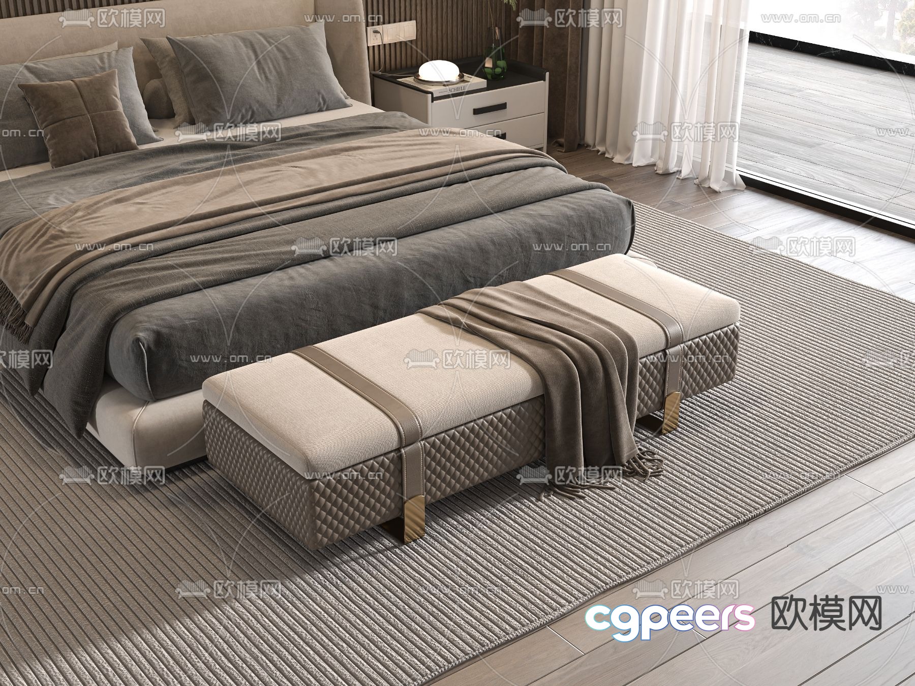 Footrest bed end stool 3d model Footrest bed end stool 3d model