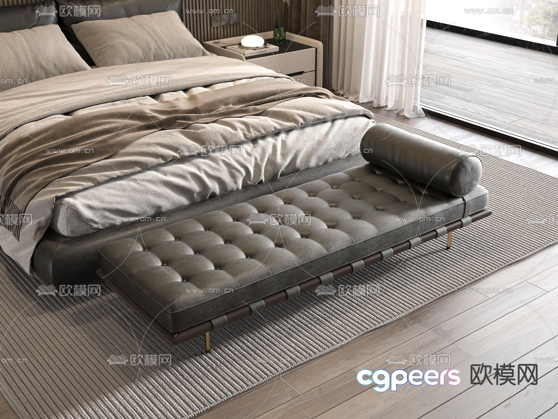 Footrest bed end stool 3d model Footrest bed end stool 3d model