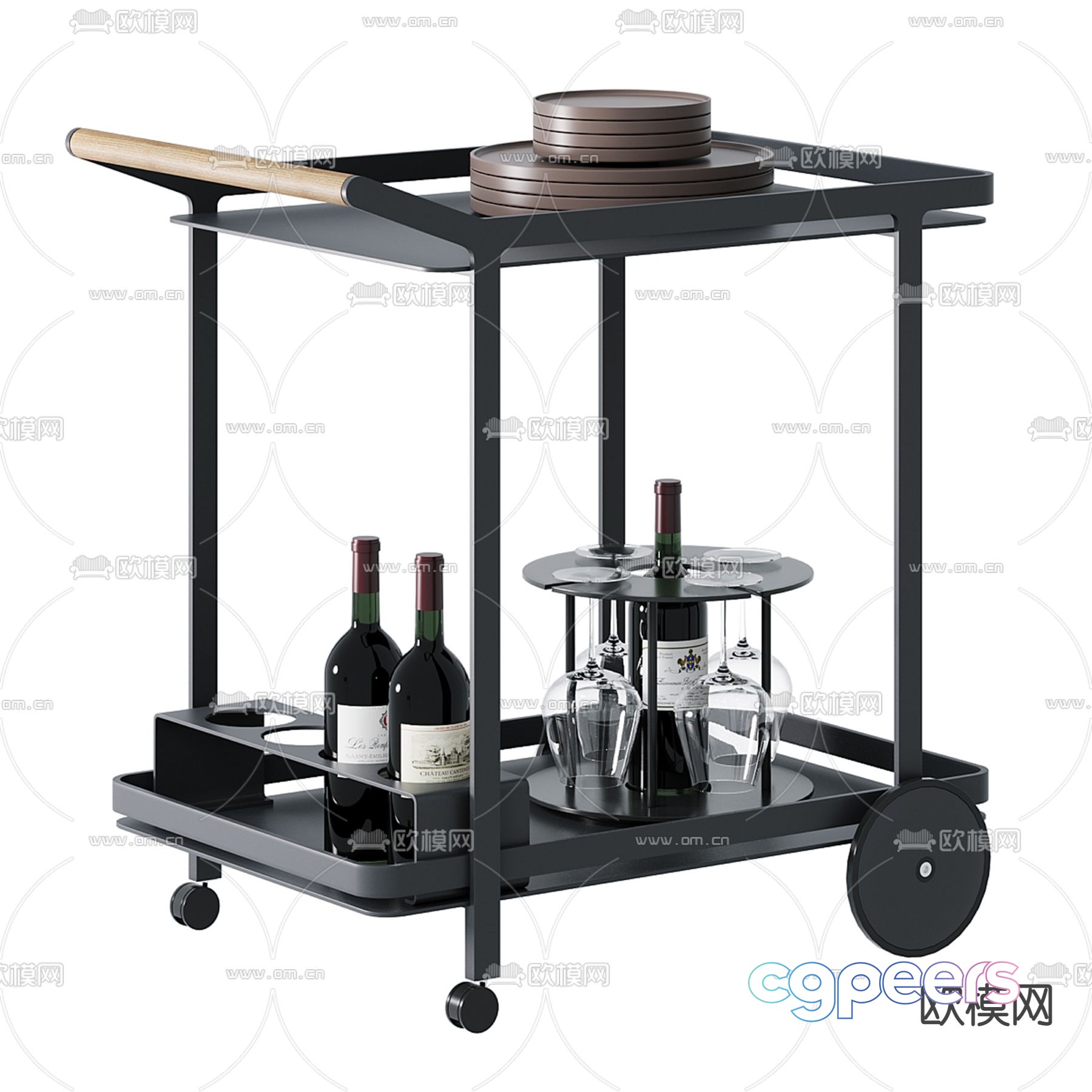 Trolley dining cart 3d model Trolley dining cart 3d model