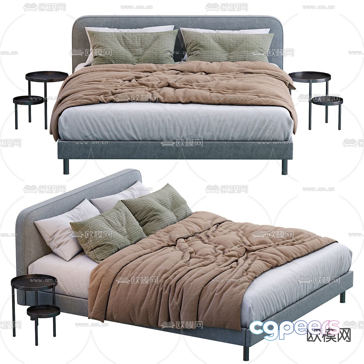 Fabric double bed 3d model Fabric double bed 3d model