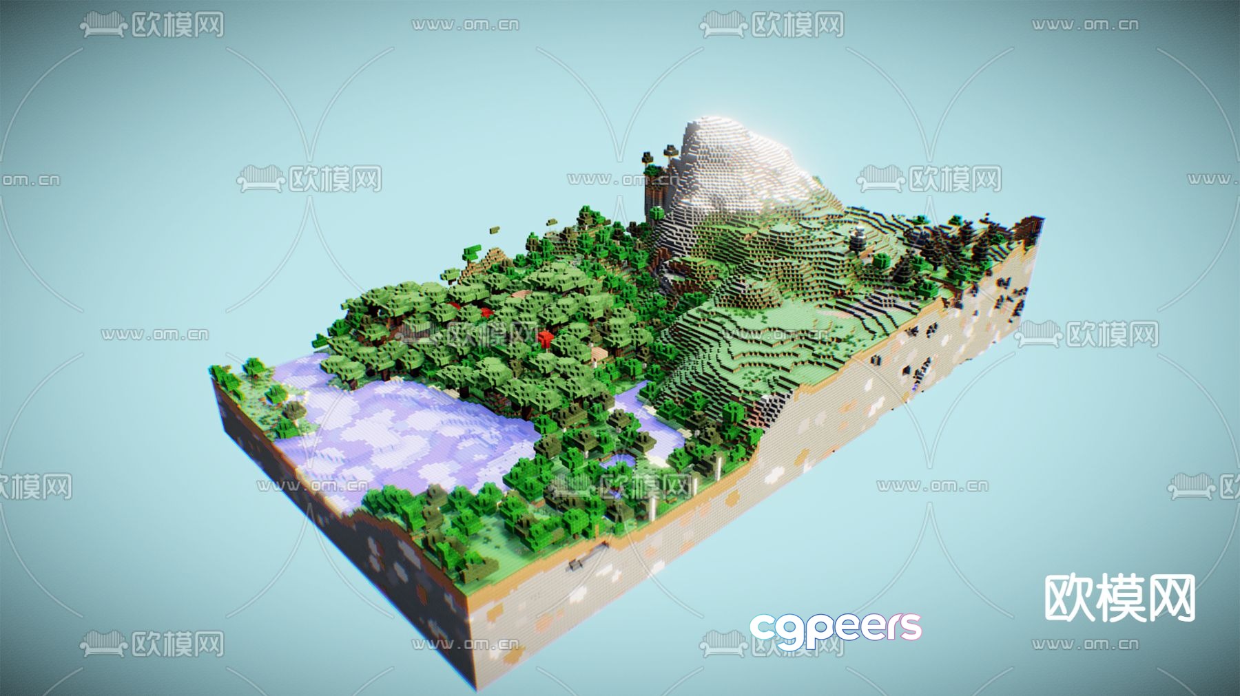 Building block forest cartoon forest 3d model Building block forest cartoon forest 3d model