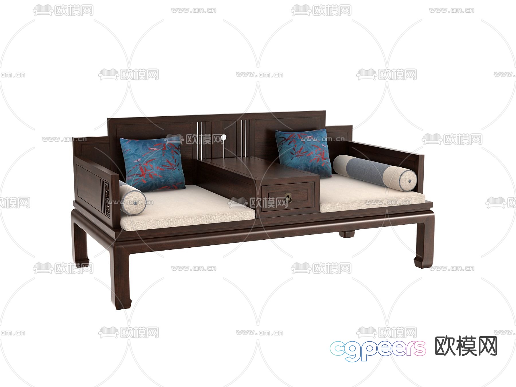 Chinese solid wood arhat bed 3d model Chinese solid wood arhat bed 3d model