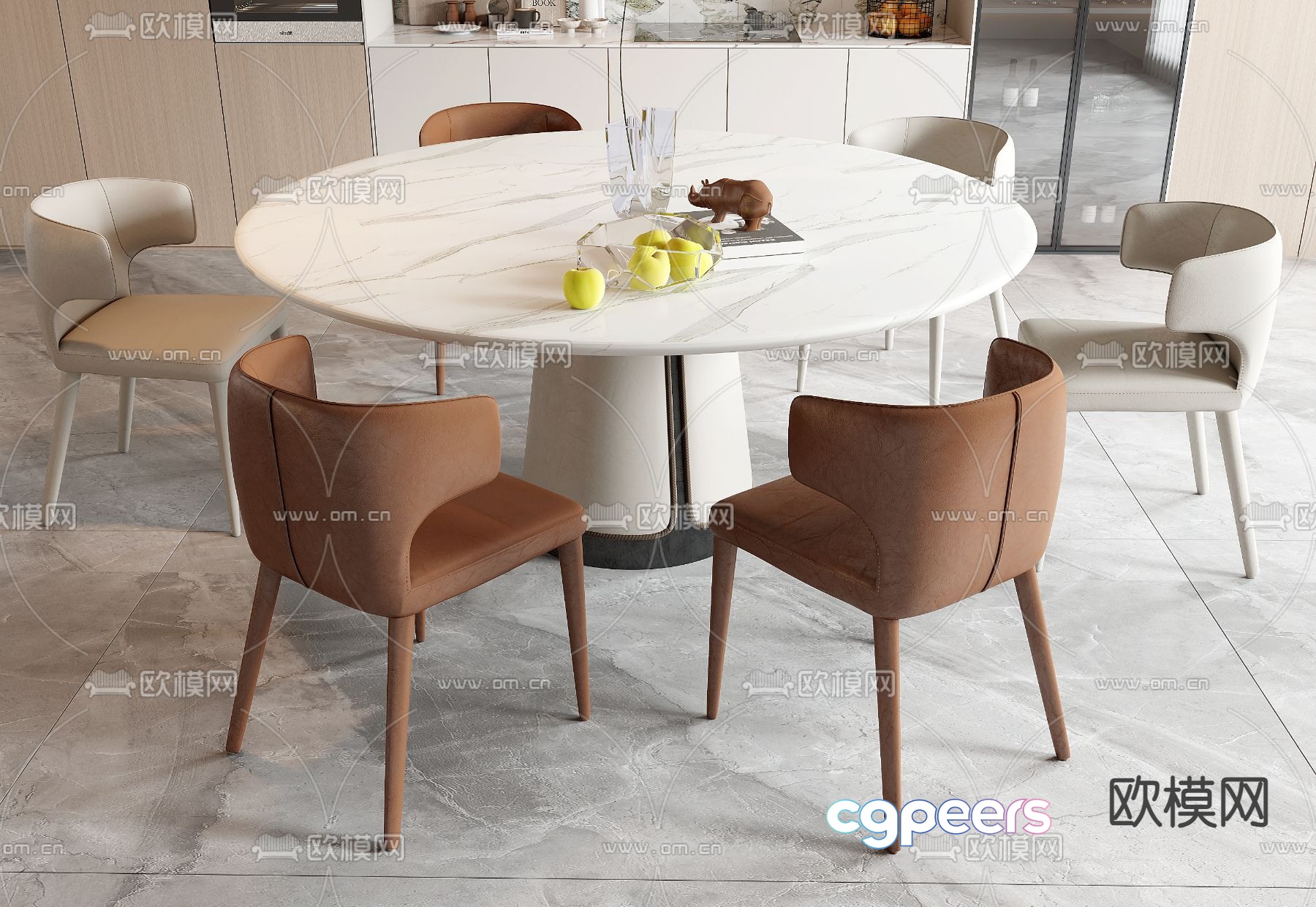 Dining table and chairs round dining table 3d model Dining table and chairs round dining table 3d model