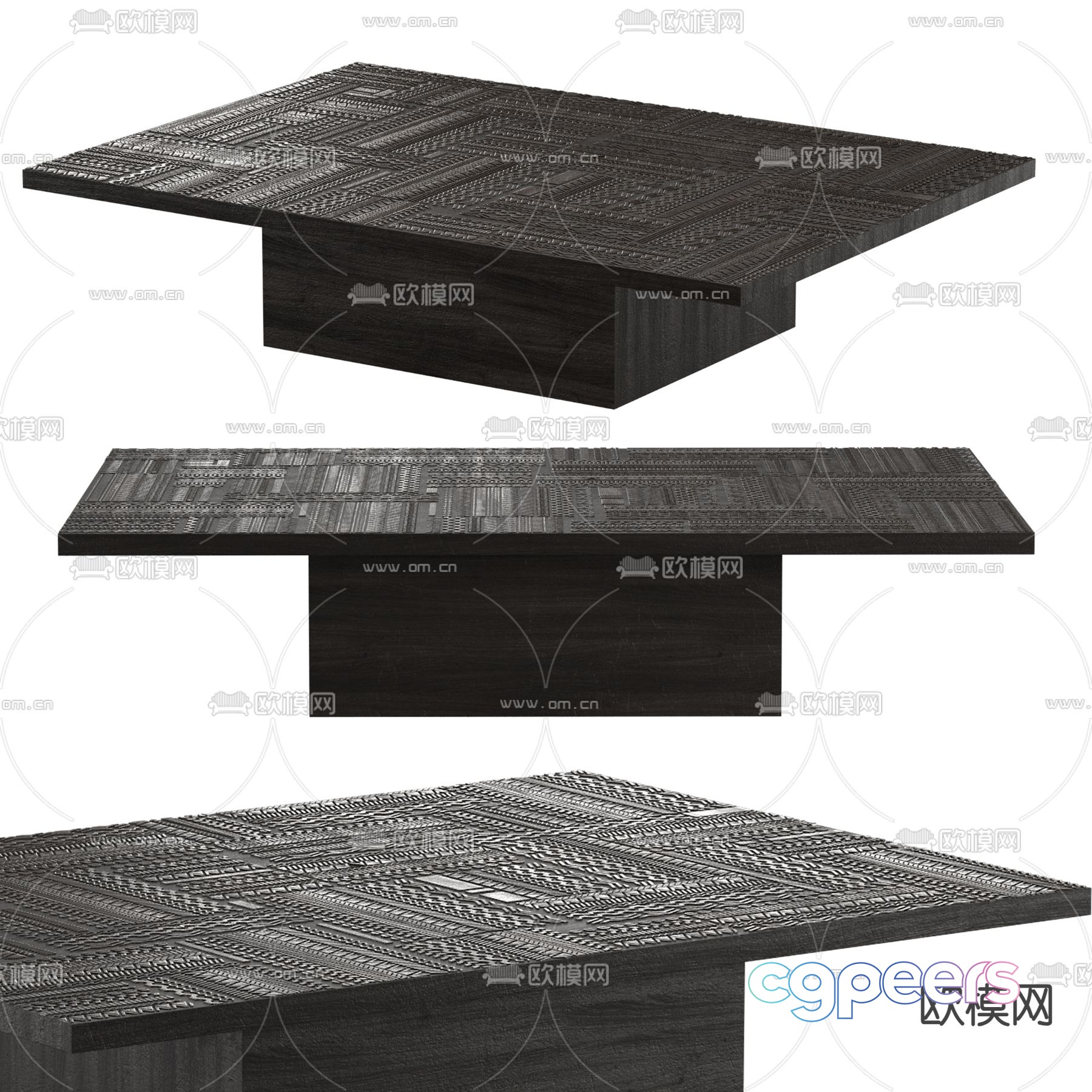 Relief coffee table square table 3d model Relief coffee table square table 3d model