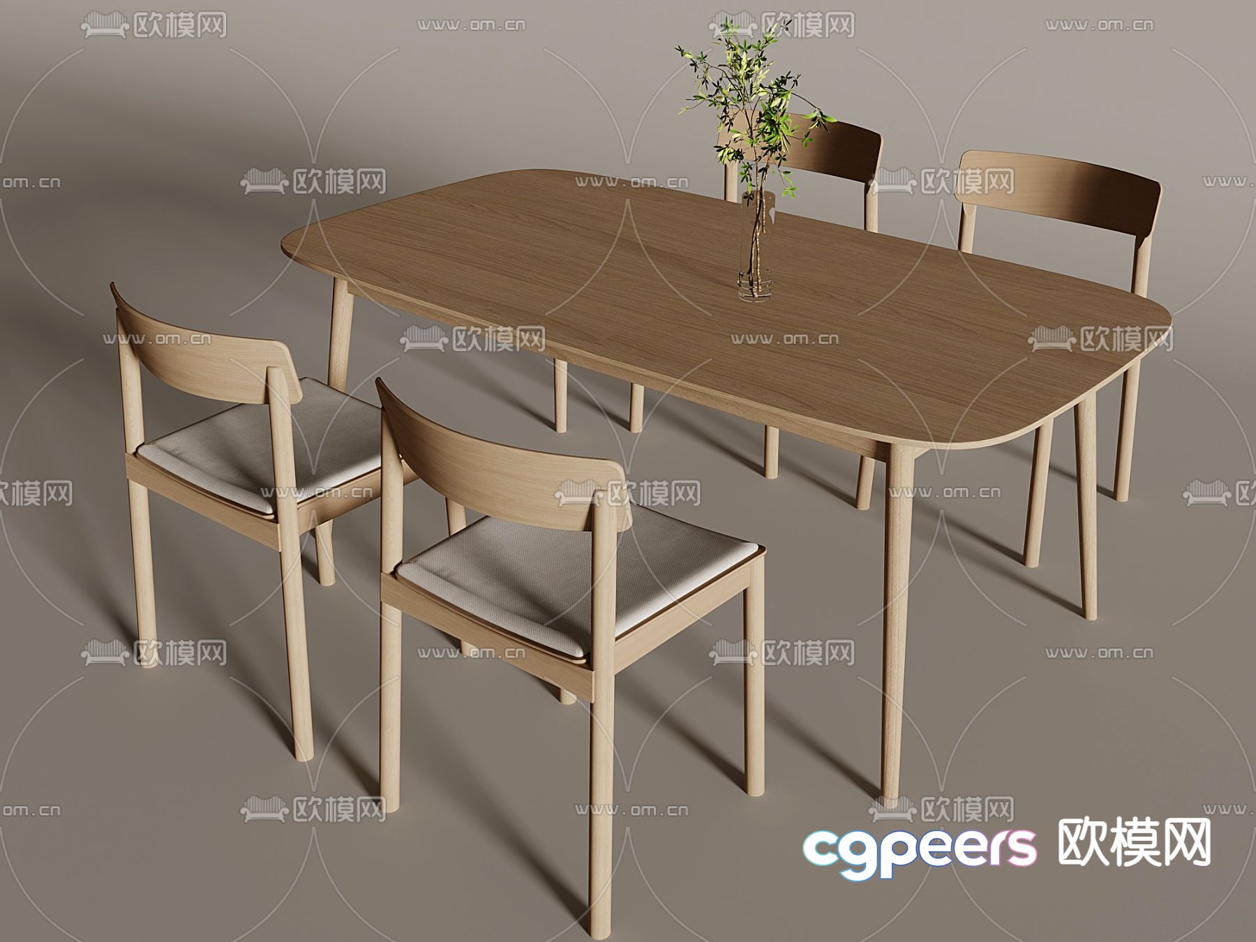 Long dining table and chairs 3d model Long dining table and chairs 3d model