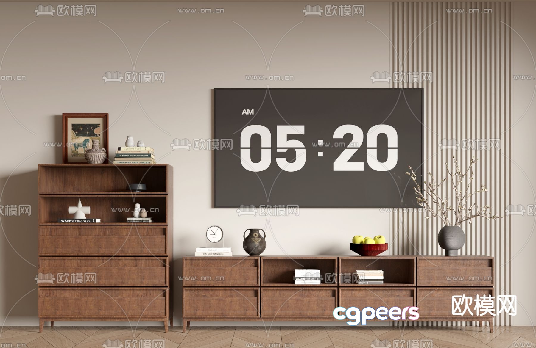 Middle style TV cabinet low cabinet 3d model Middle style TV cabinet low cabinet 3d model