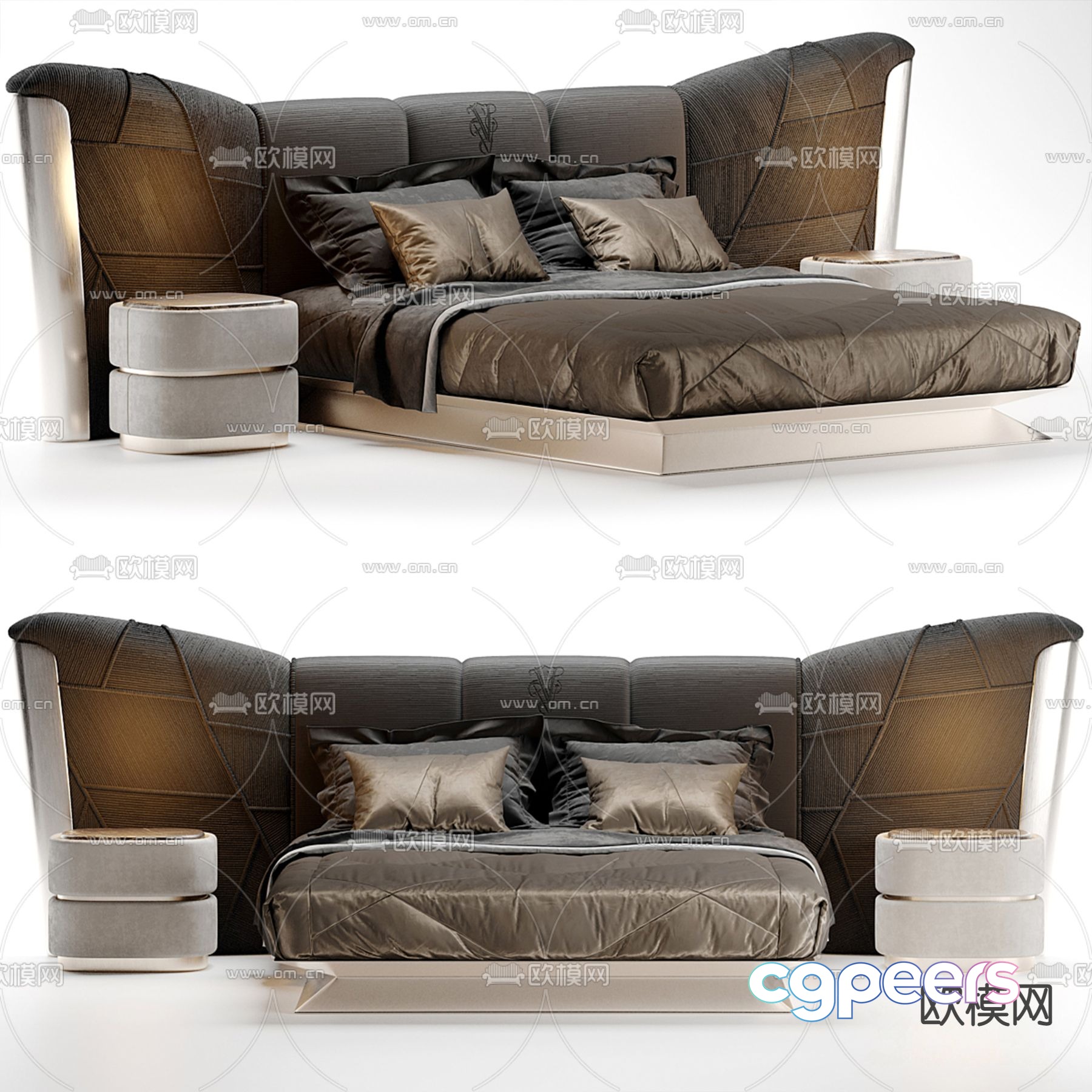 visionnaire fabric double bed commercial bed 3d model visionnaire fabric double bed commercial bed 3d model