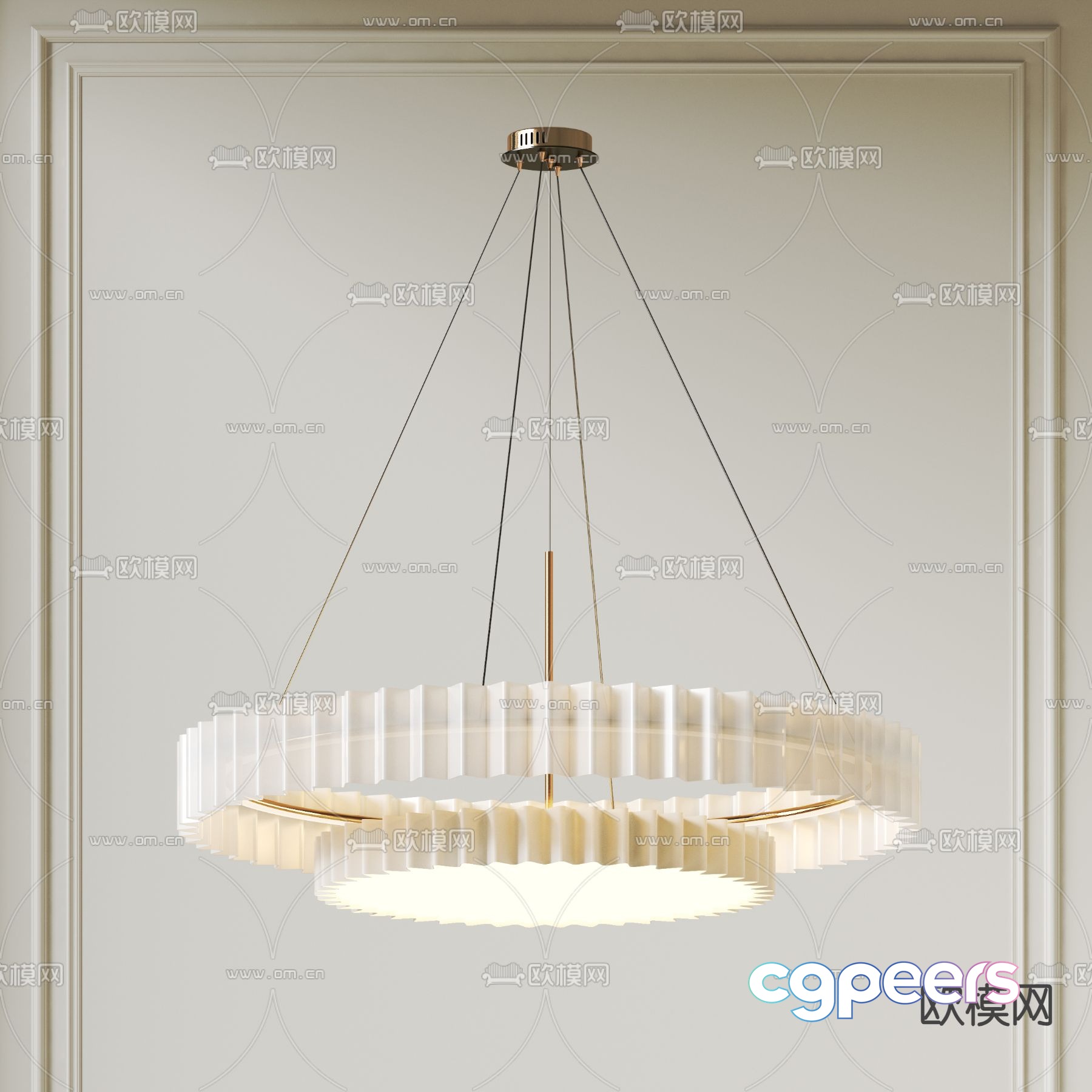 Cream style chandelier ring chandelier 3d model Cream style chandelier ring chandelier 3d model